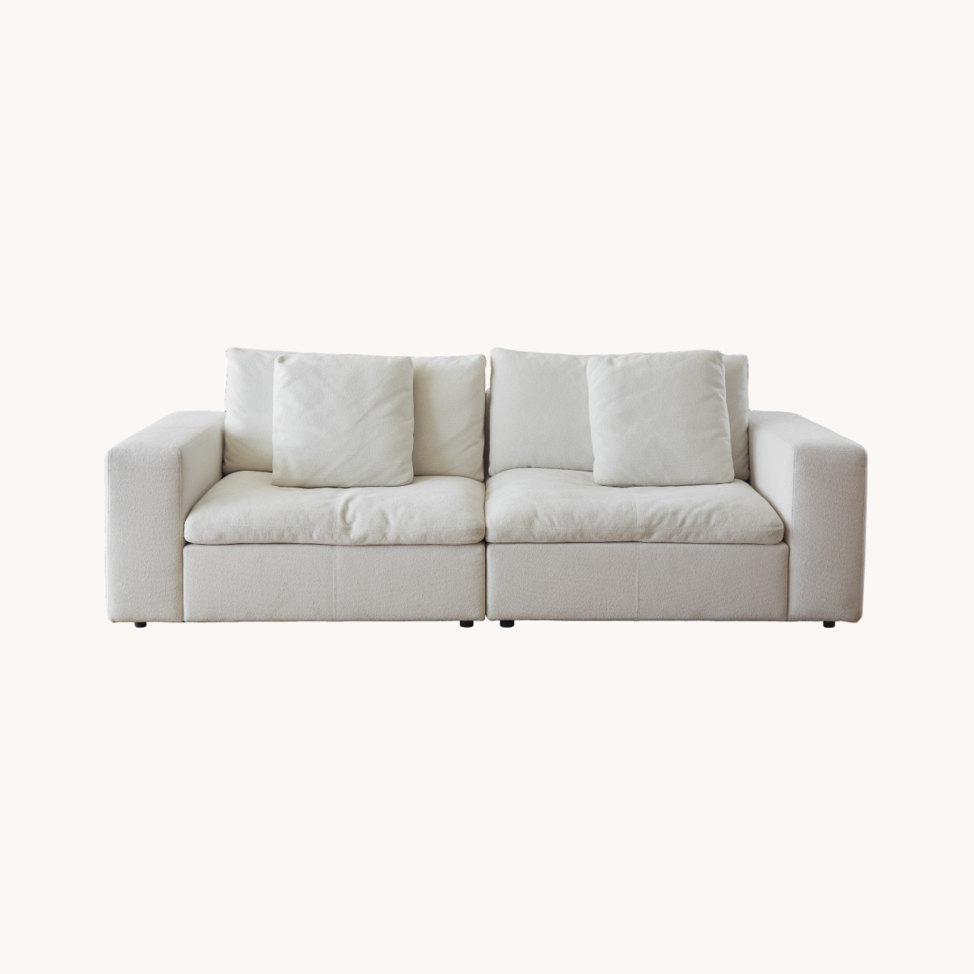 Canapé 3 places en tissu blanc nacré | Grado Butter