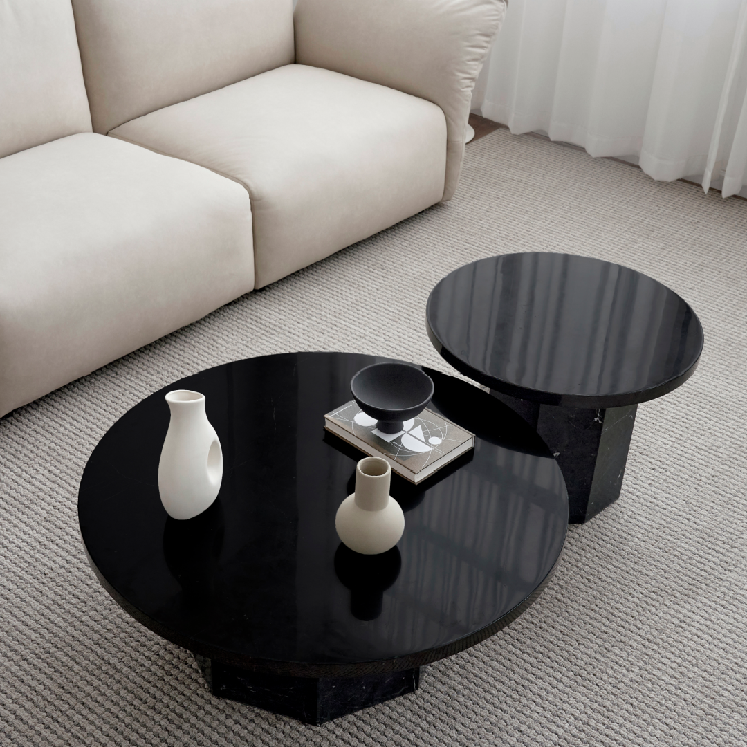 Table d'appoint ronde en marbre noir | Grado Sugar