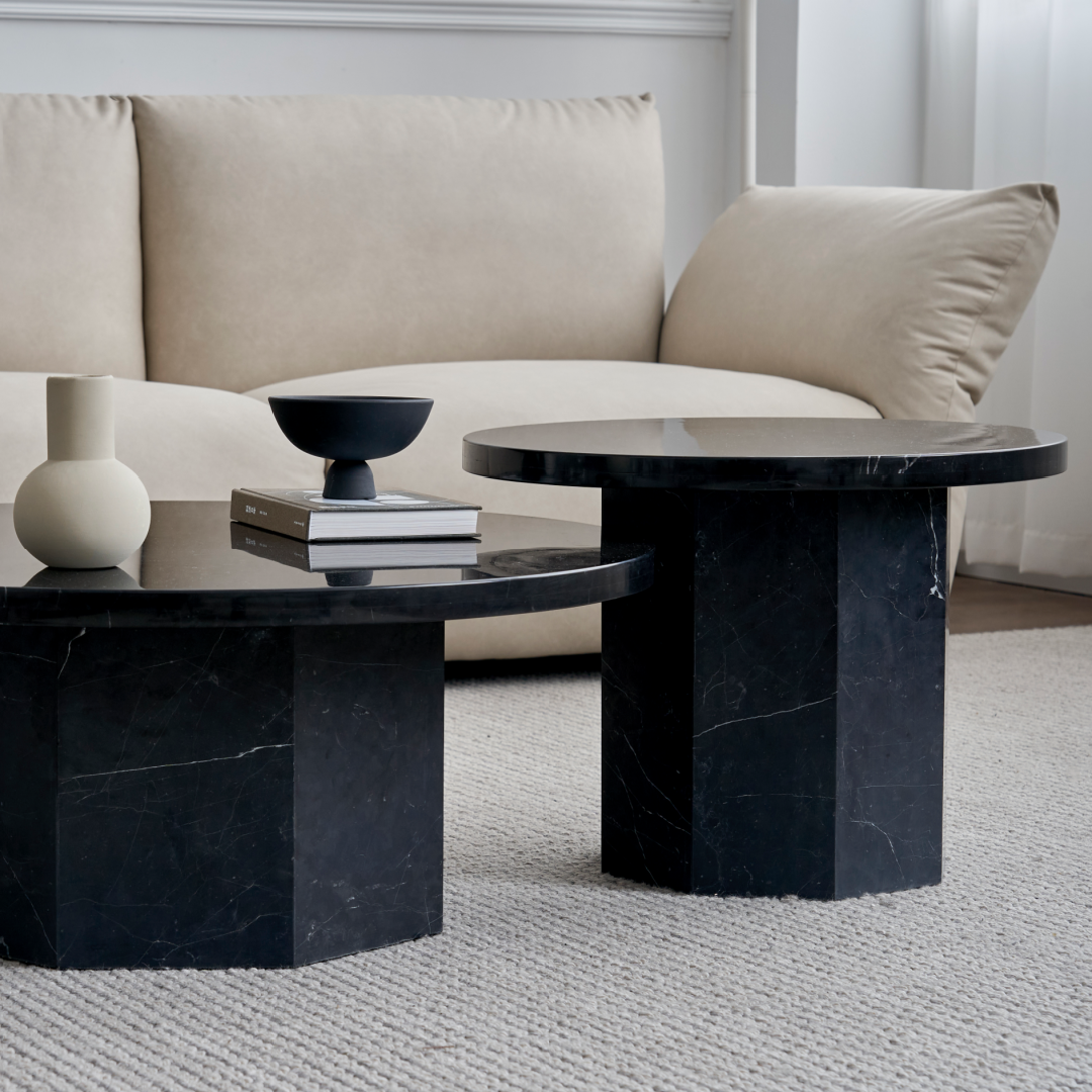 Table d'appoint ronde en marbre noir | Grado Sugar