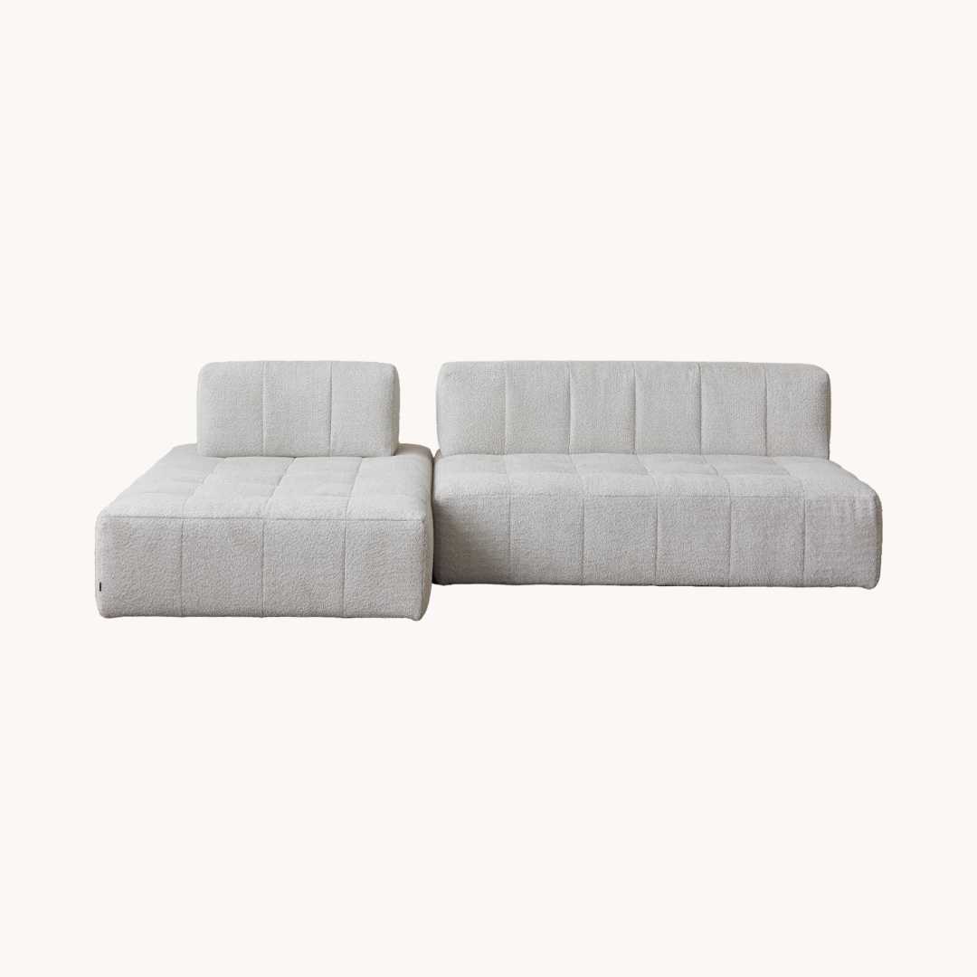 Canapé modulable 3 places en tissu blanc cassé | Grado Mousse