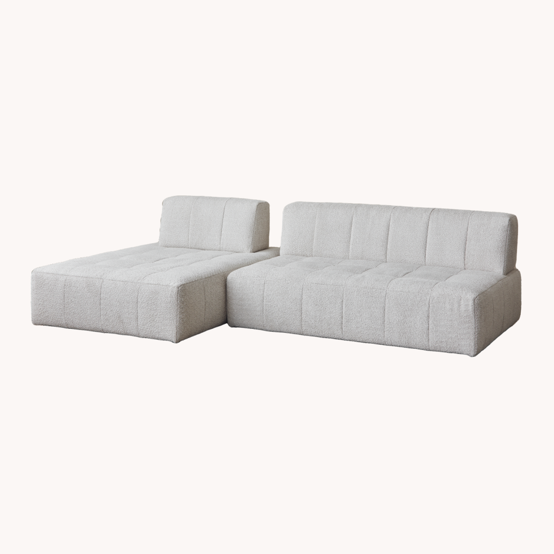 Canapé modulable 3 places en tissu blanc cassé | Grado Mousse