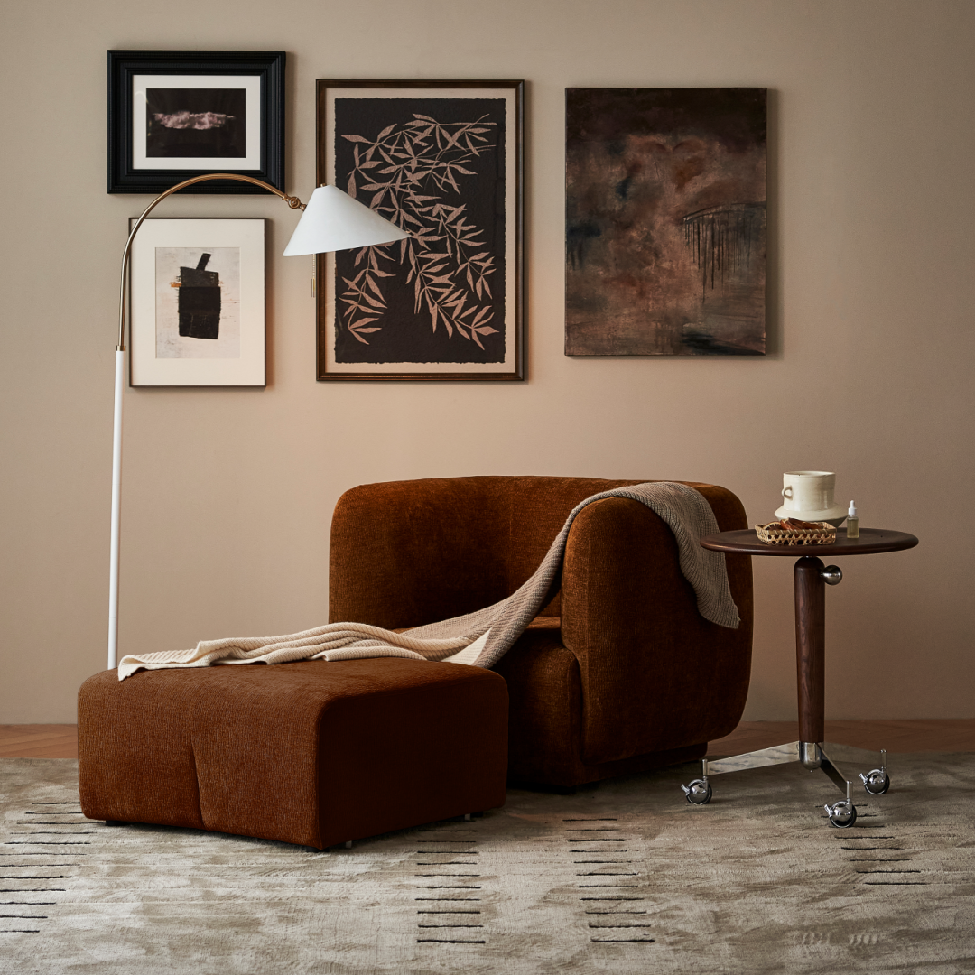 Fauteuil côtelé marron | Grado Plum