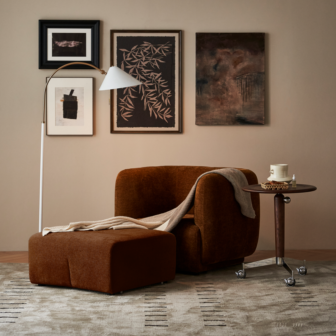 Fauteuil côtelé marron | Grado Plum