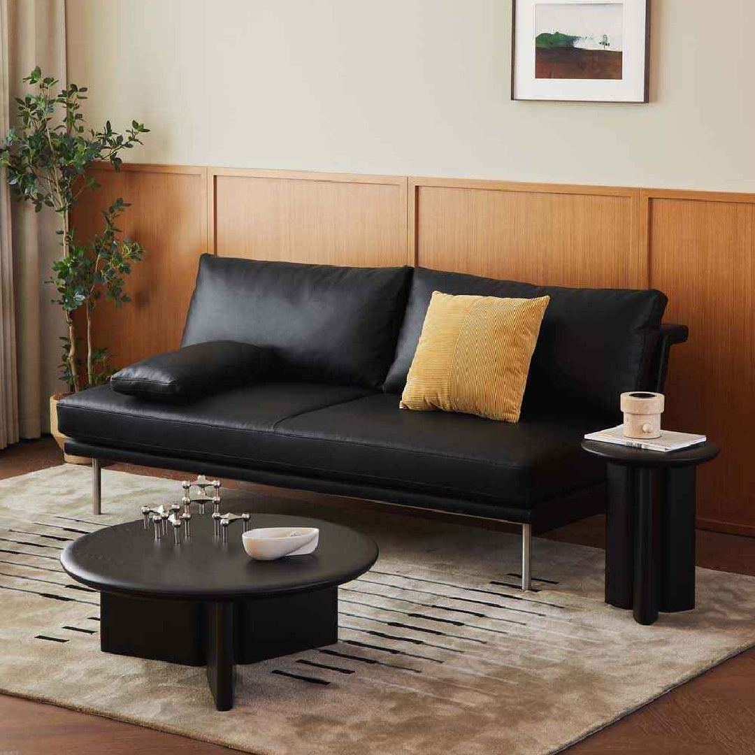 Canapé 2 places en cuir noir | Grado Less Sofa