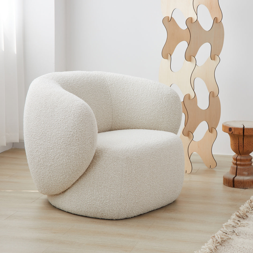 Cream curly armchair | Grado Swell