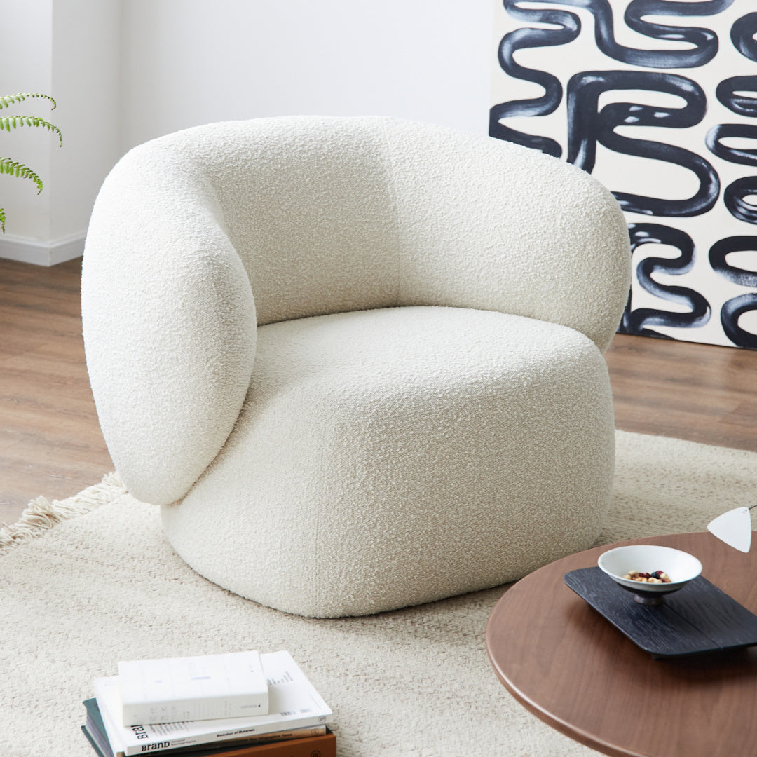 Cream curly armchair | Grado Swell