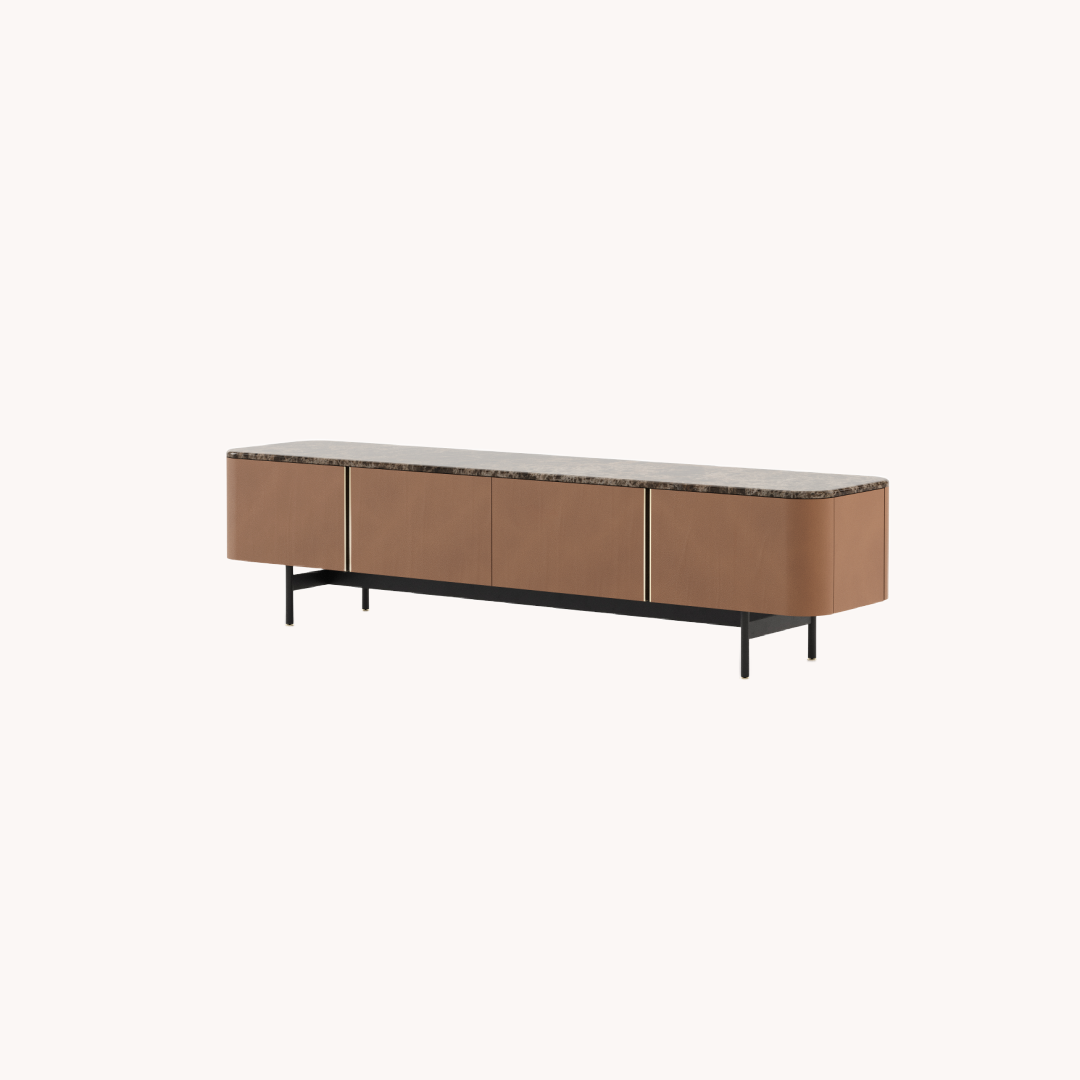 Brown marble TV cabinet | Laskasas Norman