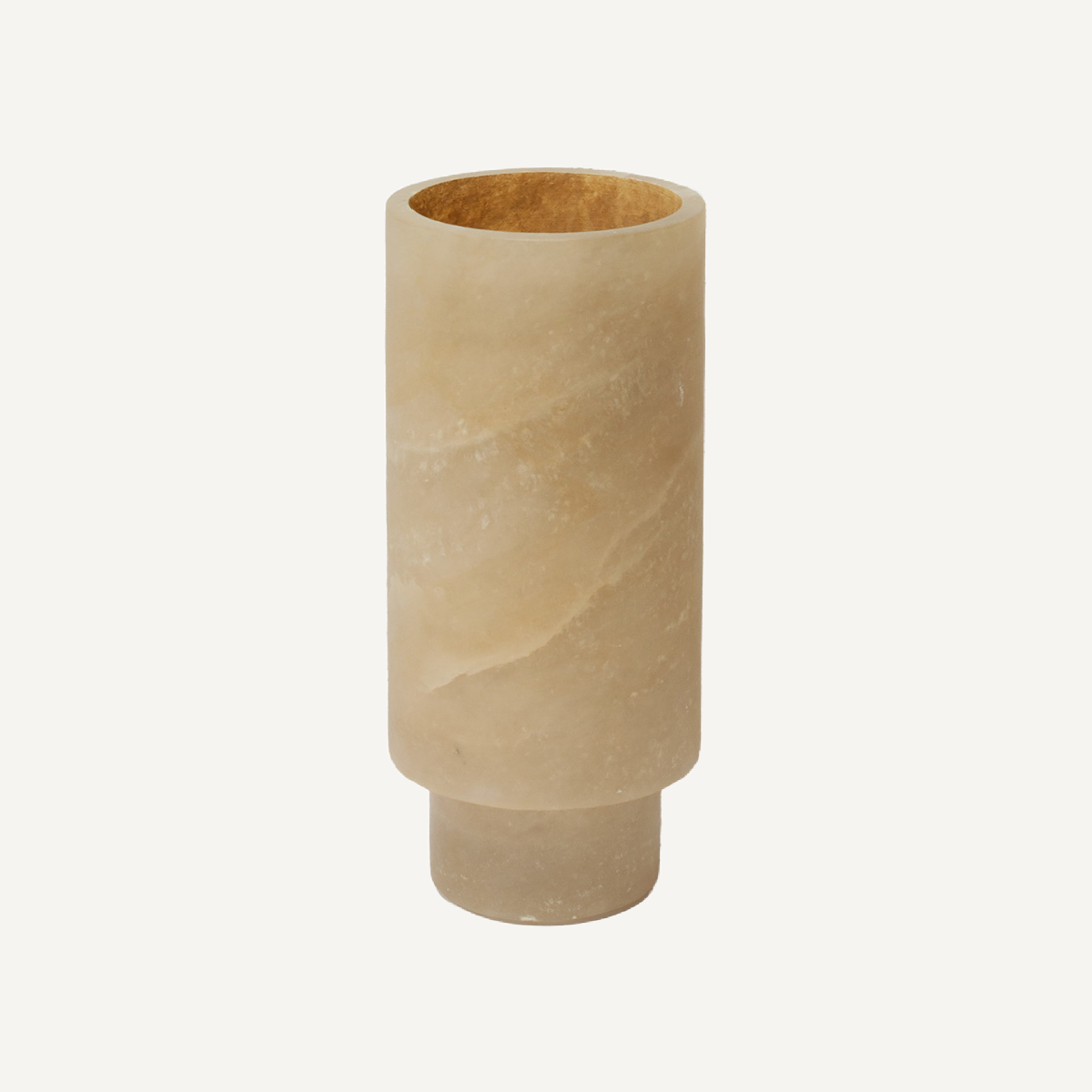 Portavelas de alabastro beige | Döme Deco Lascar M