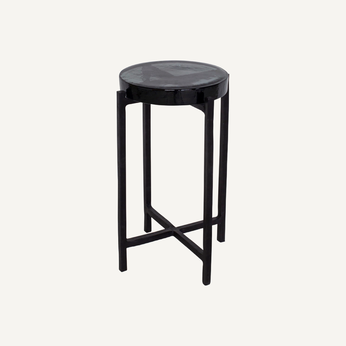 Mesa auxiliar de cristal ahumado negro | Cúpula Deco Pavía S