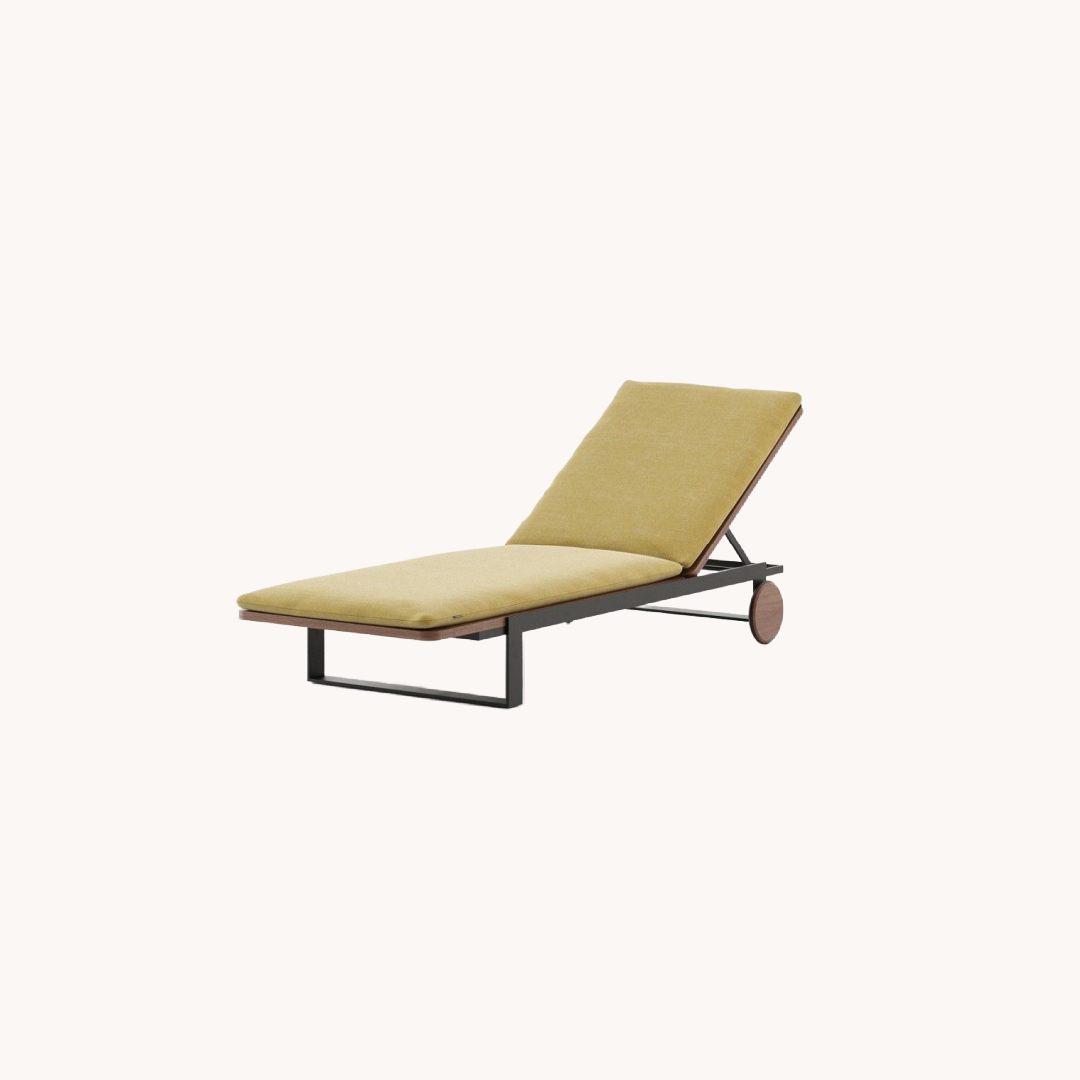 Chaise longue en tissu jaune | Laskasas Salim | REMO, mobilier et décoration d'extérieur