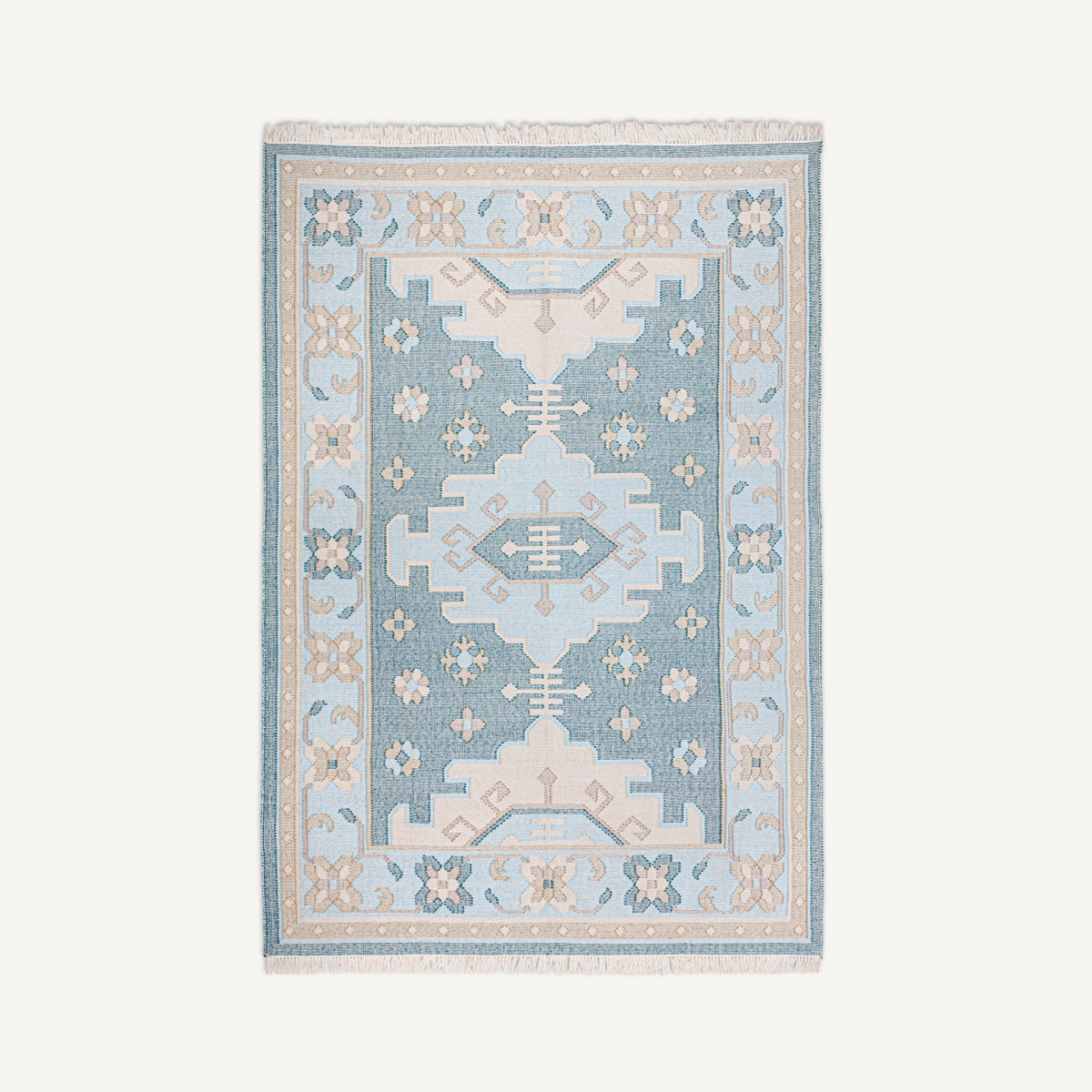 Tapis en jute bleu et beige 340 x 240 cm | Vical Elisea | REMO, mobilier et décoration d'intérieur