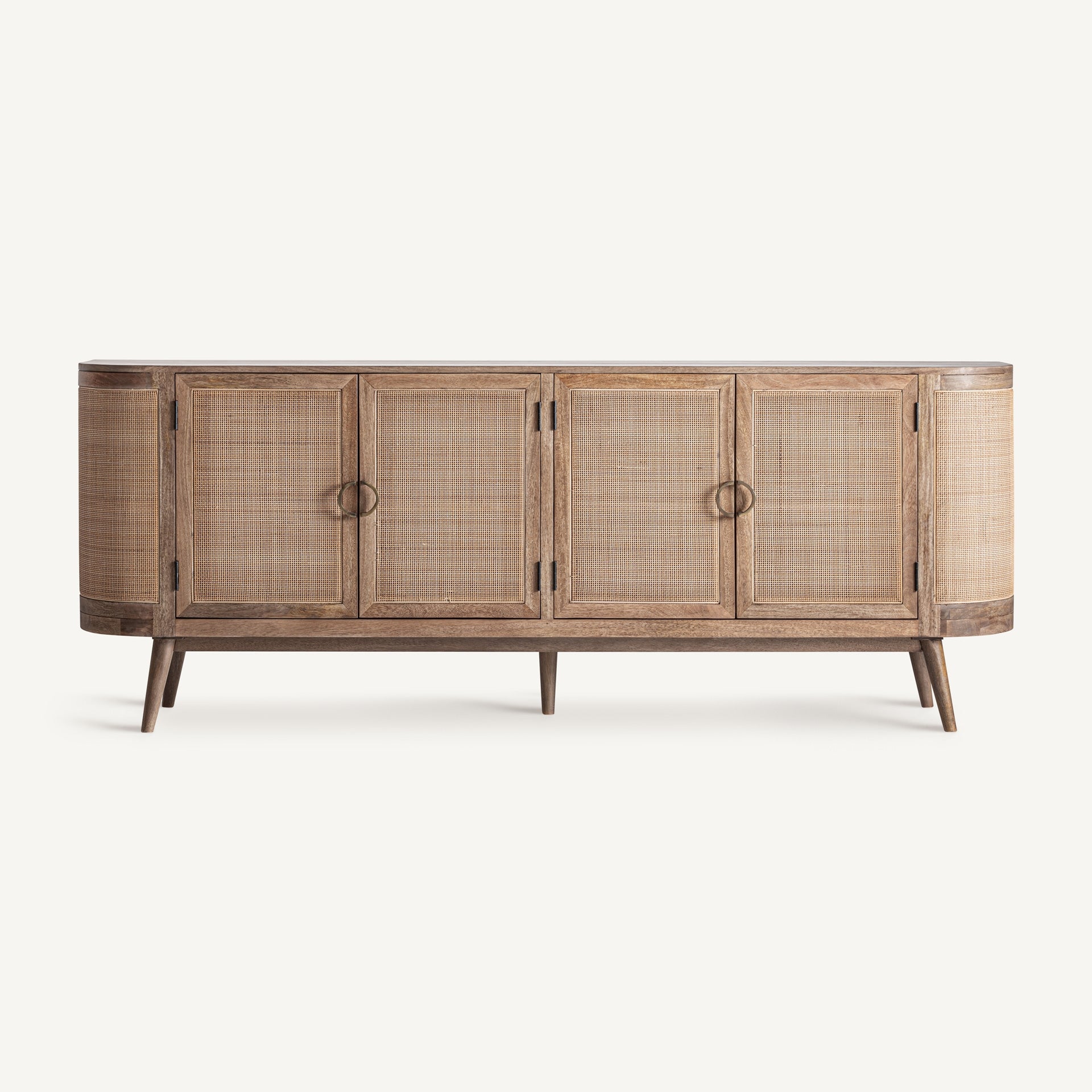 Buffet bois de manguier brun et façades en rotin | REMO-HOME, mobilier design et décoration d'intérieur