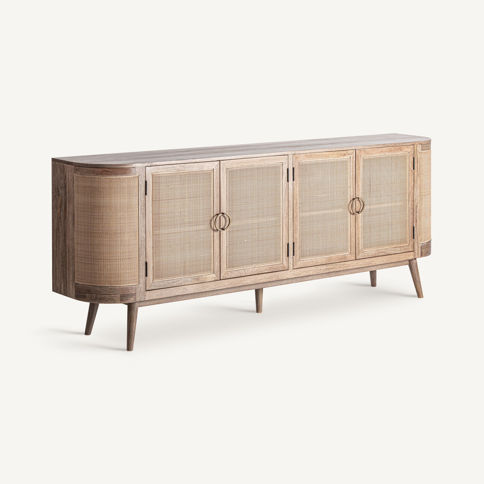 Buffet bois de manguier brun et façades en rotin | REMO-HOME, mobilier design et décoration d'intérieur