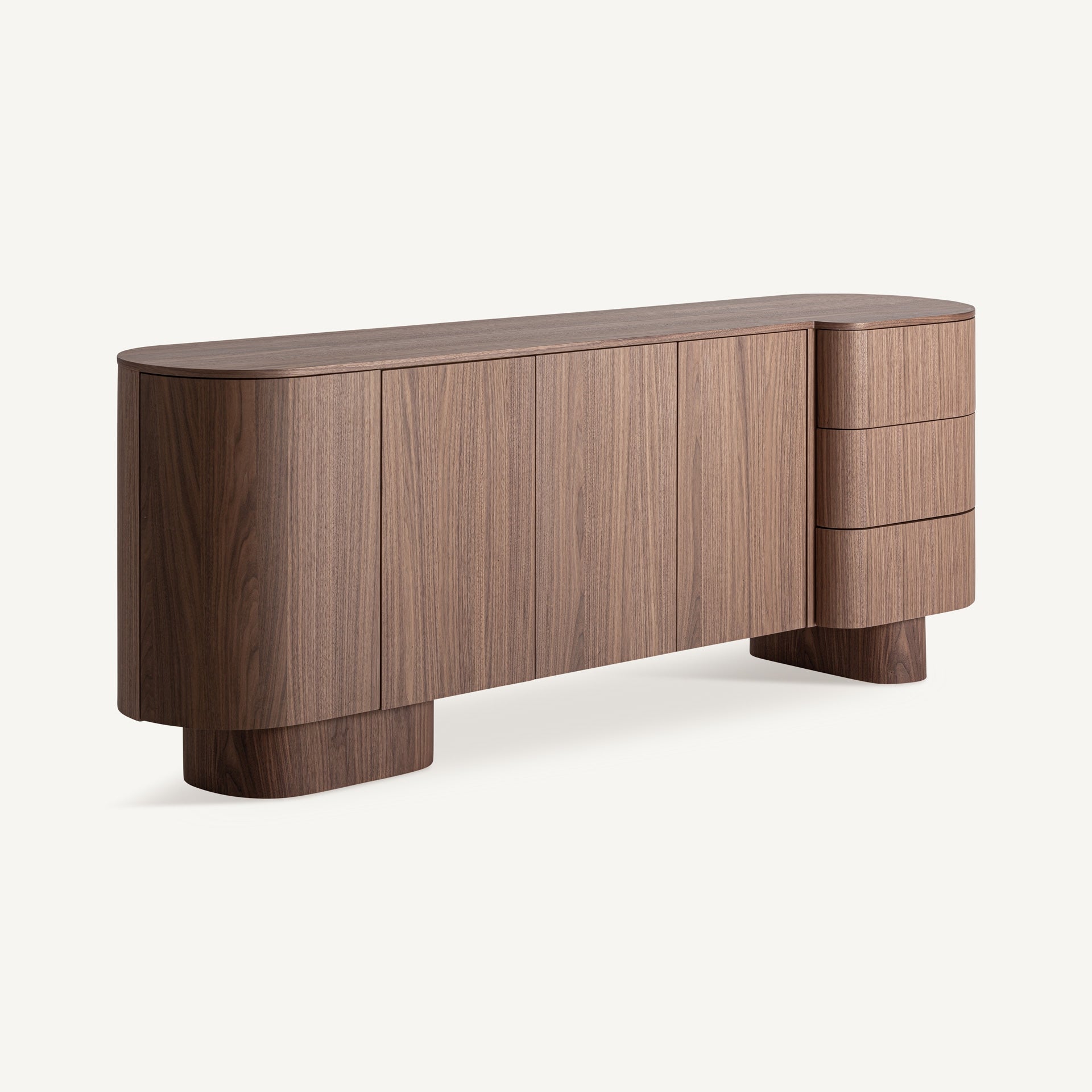 Buffet long 4 portes placage noyer | VICAL Kexby | REMO-HOME, mobilier design et décoration d'intérieur