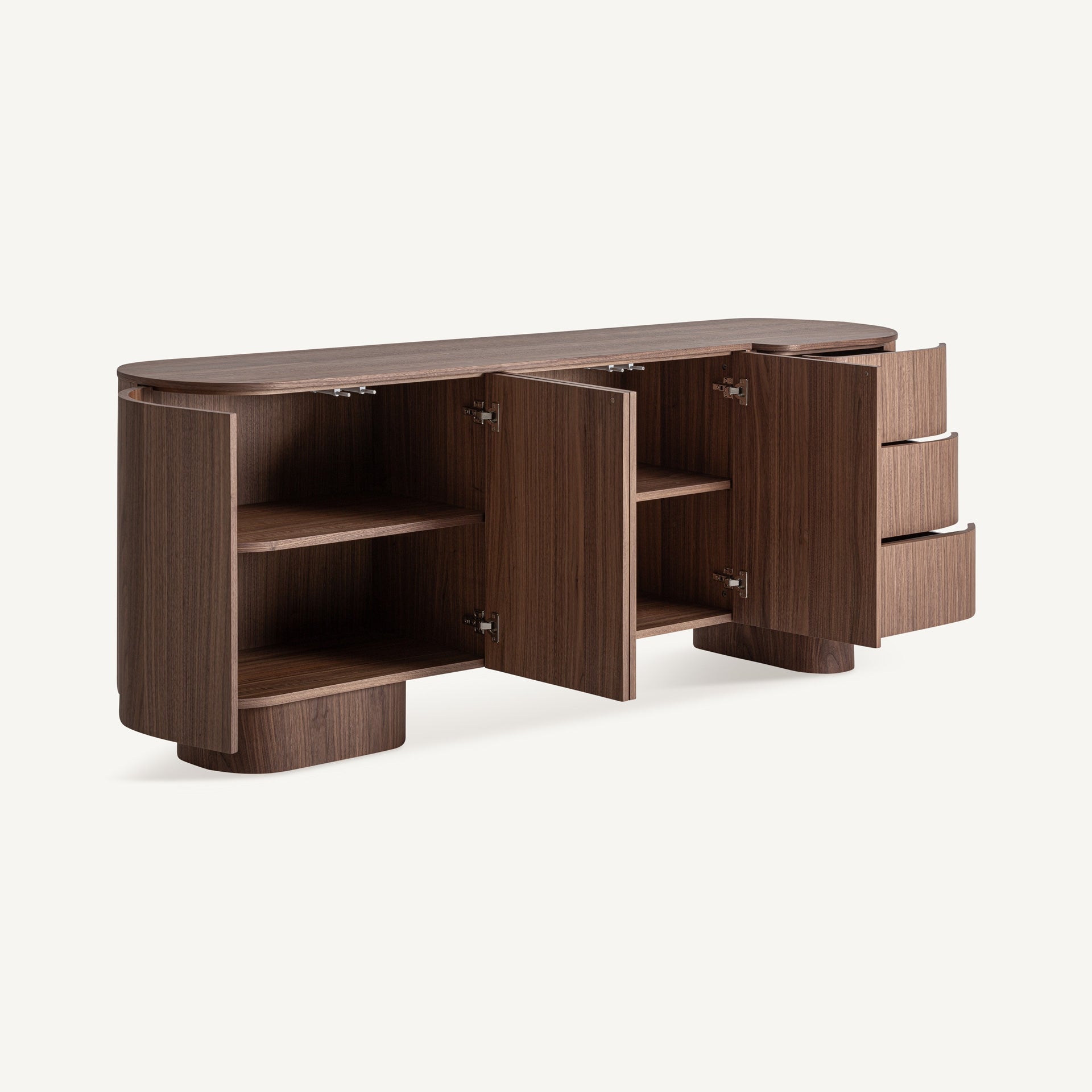 Buffet long 4 portes placage noyer | VICAL Kexby | REMO-HOME, mobilier design et décoration d'intérieur