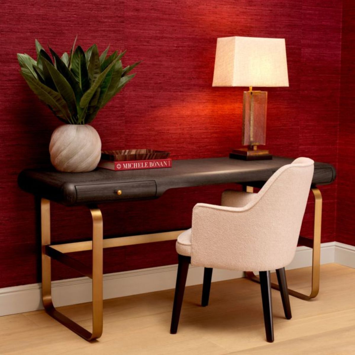 Bureau en chêne gris anthracite et laiton brossé | Eichholtz Nathaniel | REMO-HOME, mobilier et décoration d'intérieur