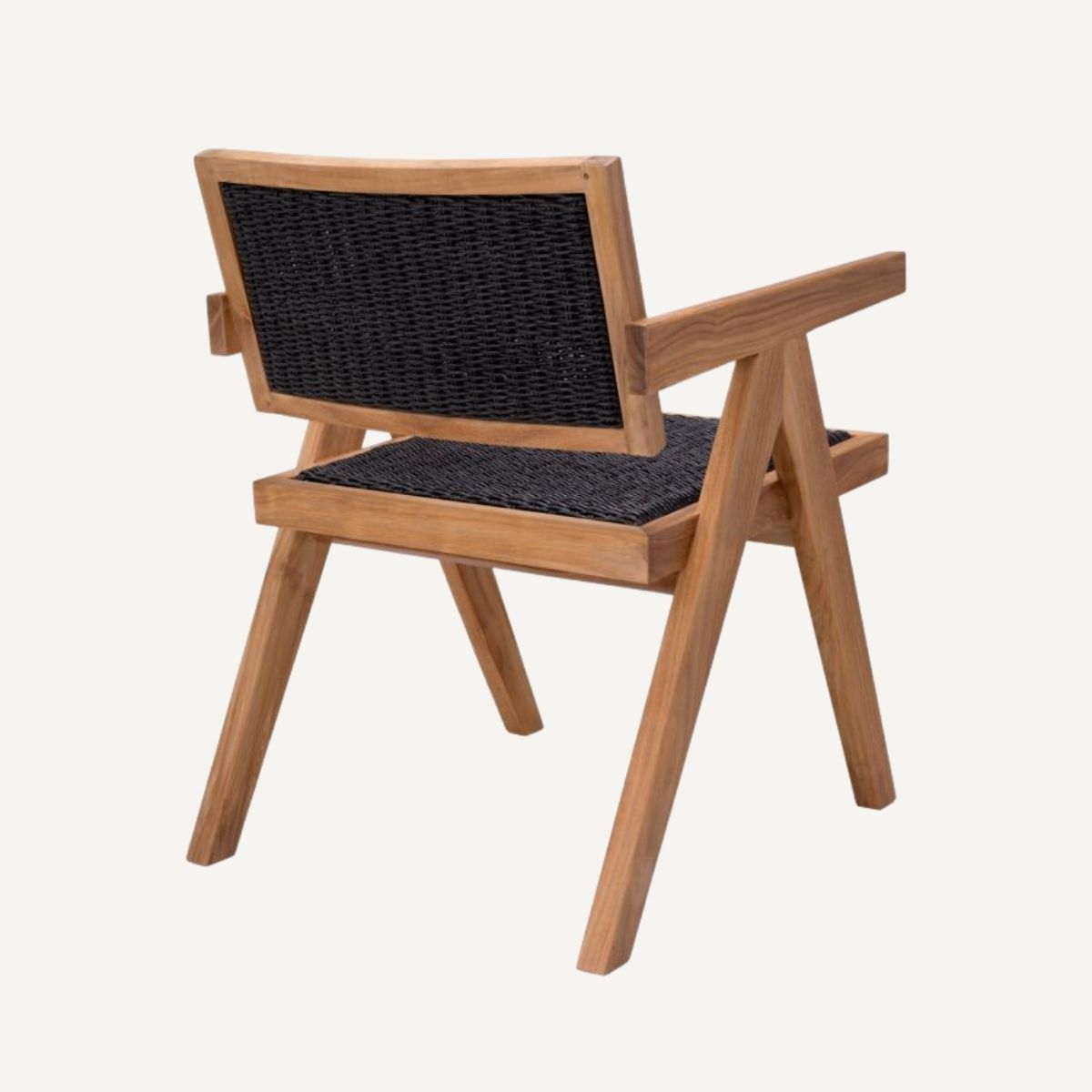 Chaise extérieure en teck et tissage noir | Eichholtz Kristo | REMO-HOME, mobilier et décoration d'intérieur