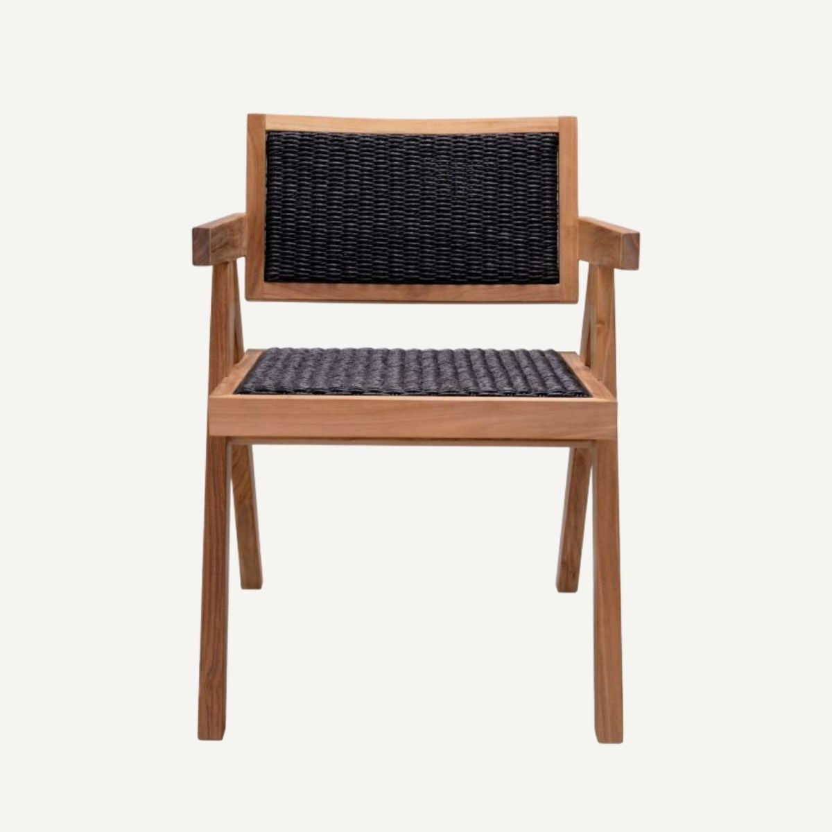 Chaise extérieure en teck et tissage noir | Eichholtz Kristo | REMO-HOME, mobilier et décoration d'intérieur