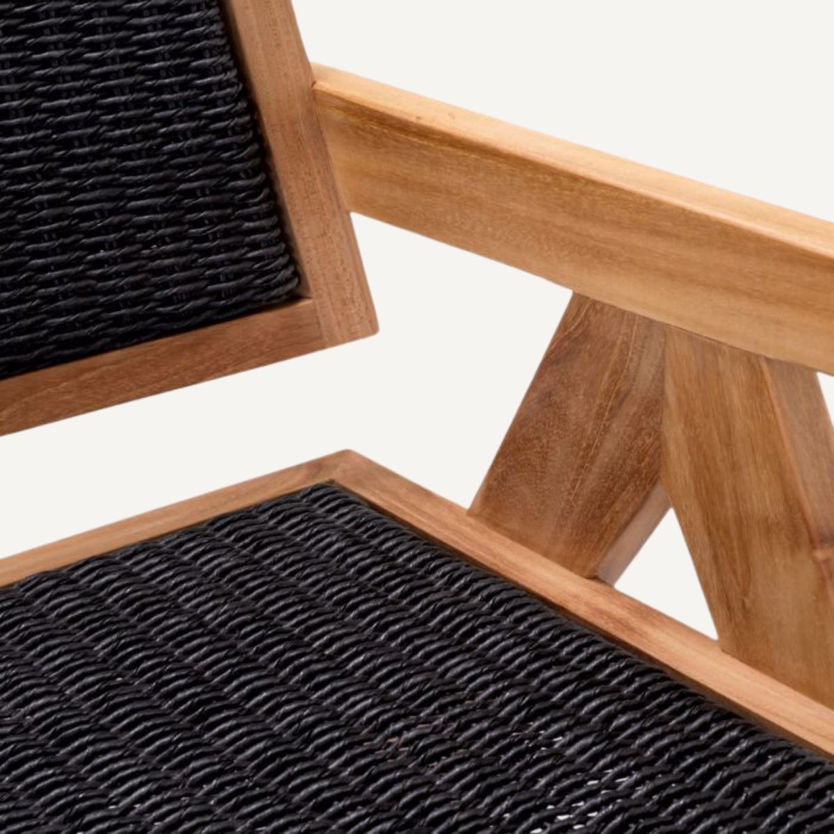 Chaise extérieure en teck et tissage noir | Eichholtz Kristo | REMO-HOME, mobilier et décoration d'intérieur