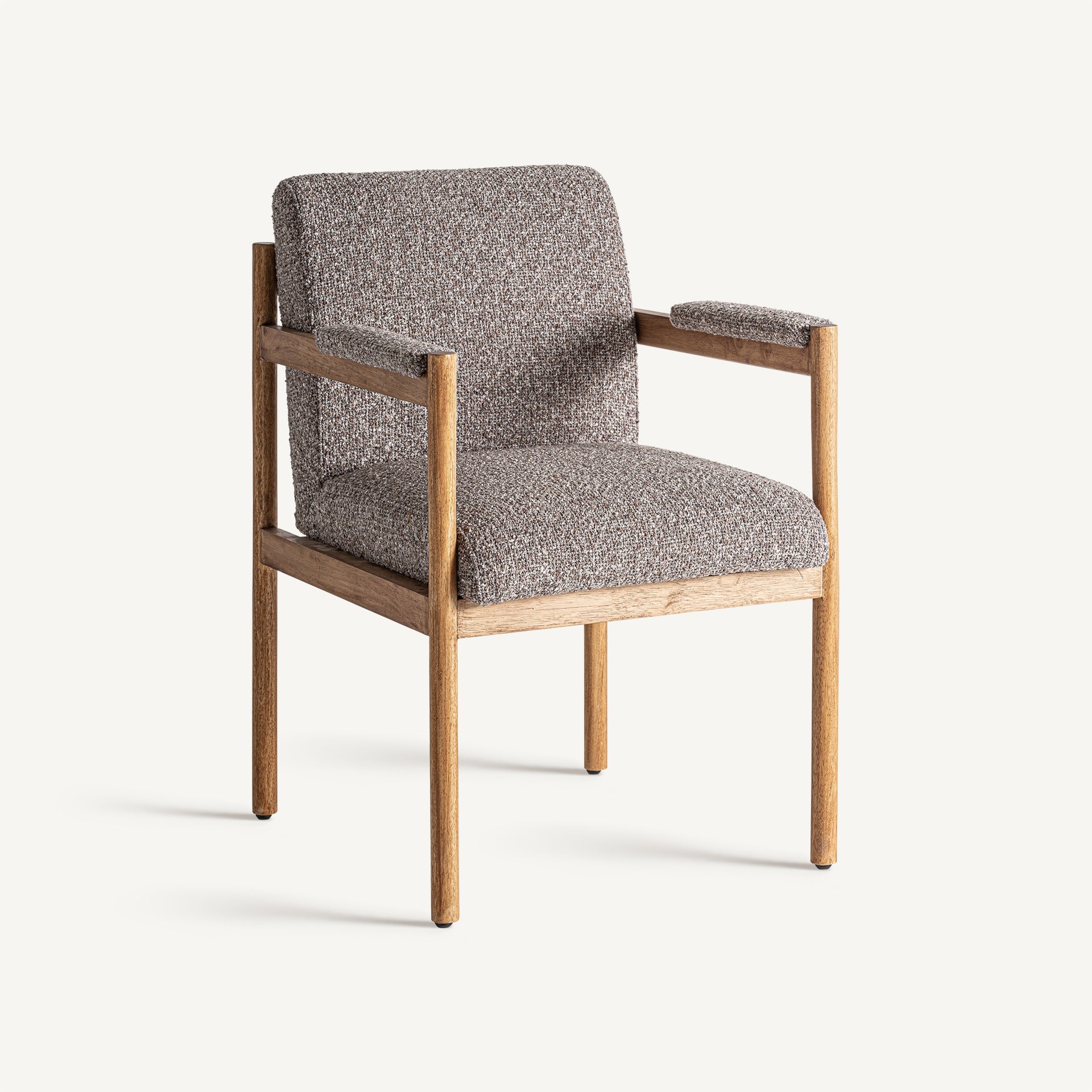 Chaise salle à manger tissu gris et bois hévéa | VICAL Bezier | REMO-HOME, mobilier design et décoration d'intérieur