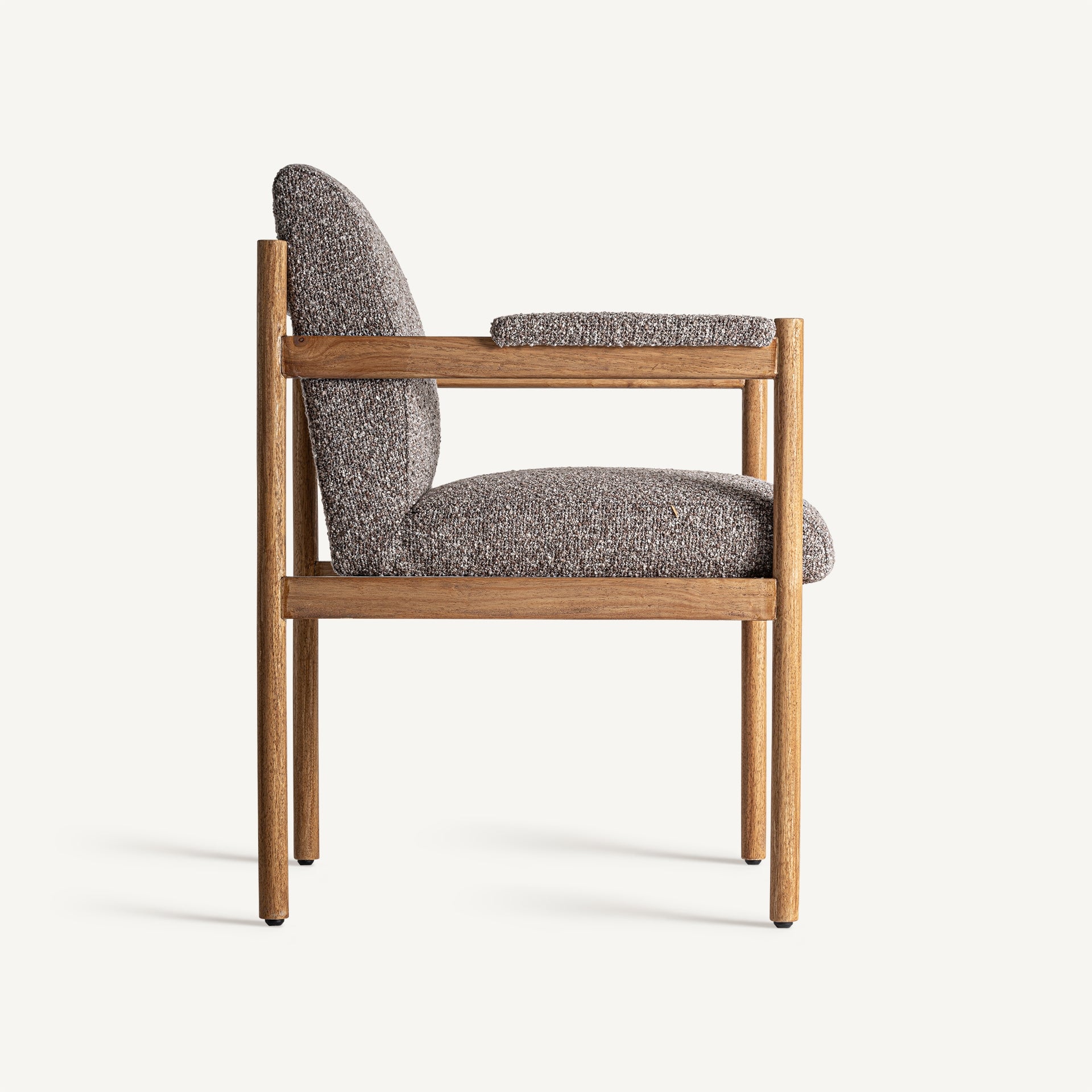 Chaise salle à manger tissu gris et bois hévéa | VICAL Bezier | REMO-HOME, mobilier design et décoration d'intérieur