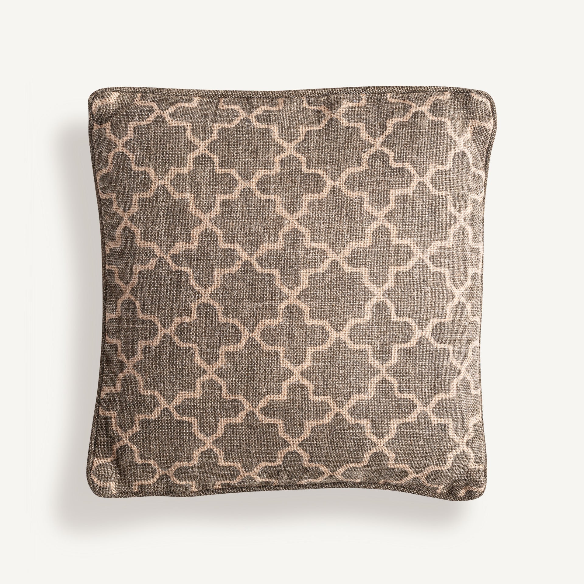 Coussin jute géométrique beige et vert | VICAL Nefer | REMO-HOME, mobilier design et décoration d'intérieur