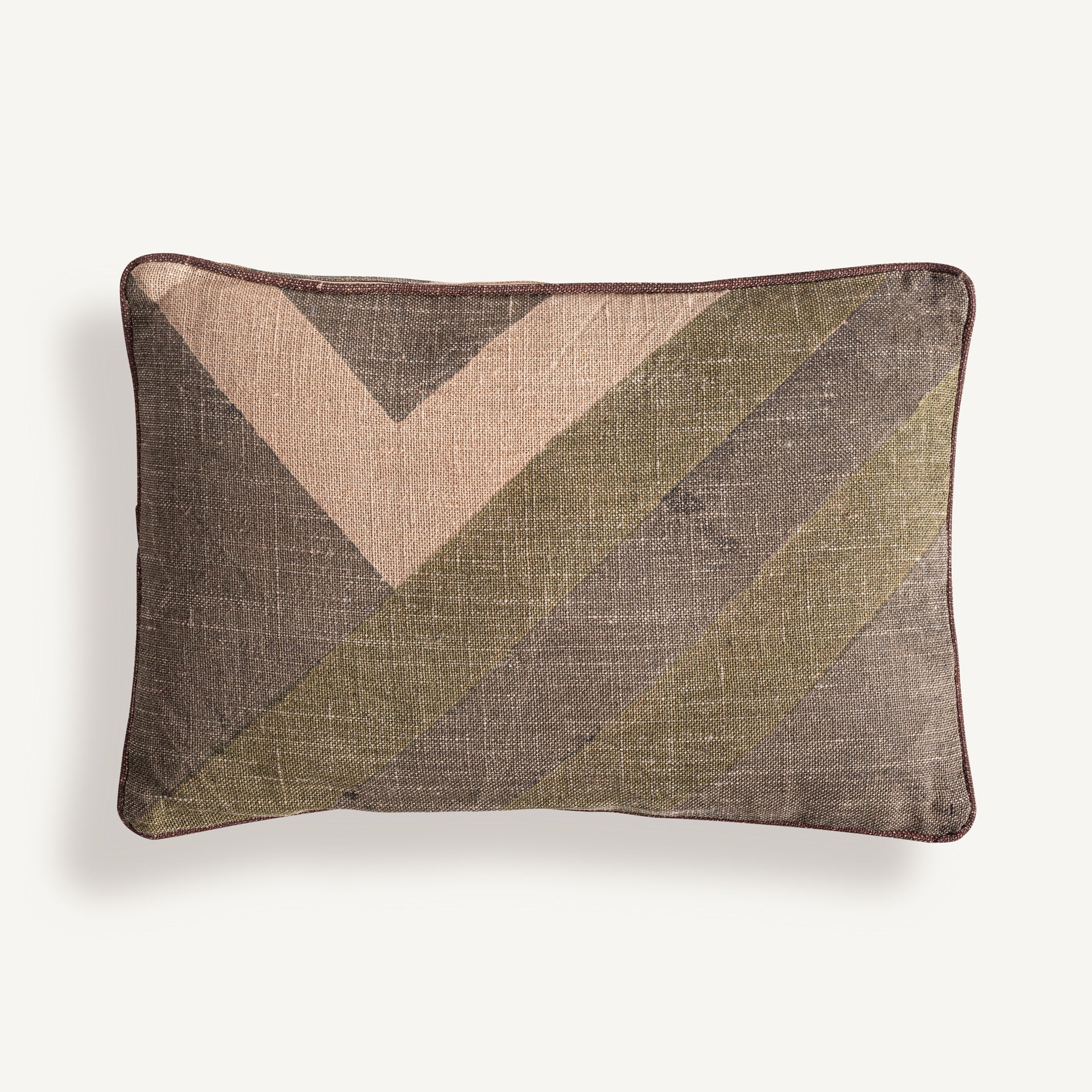 Coussin rectangulaire jute beige et vert | VICAL Anzaty | REMO-HOME, mobilier design et décoration d'intérieur