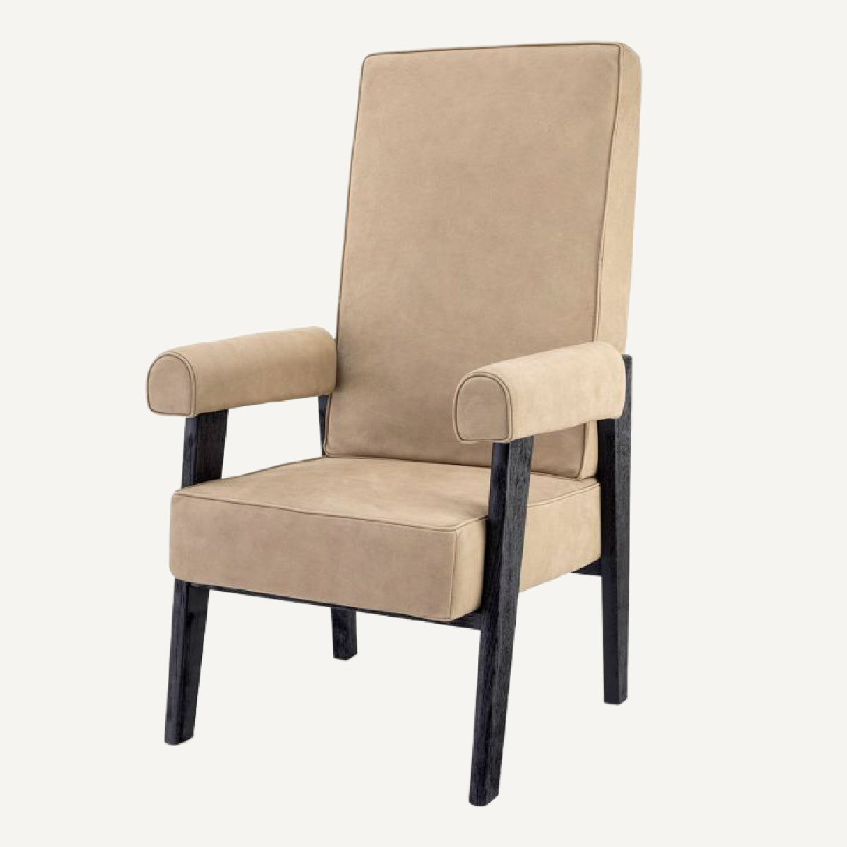 Fauteuil haut en nubuck beige | Eichholtz Felippe | REMO-HOME, mobilier et décoration d'intérieur