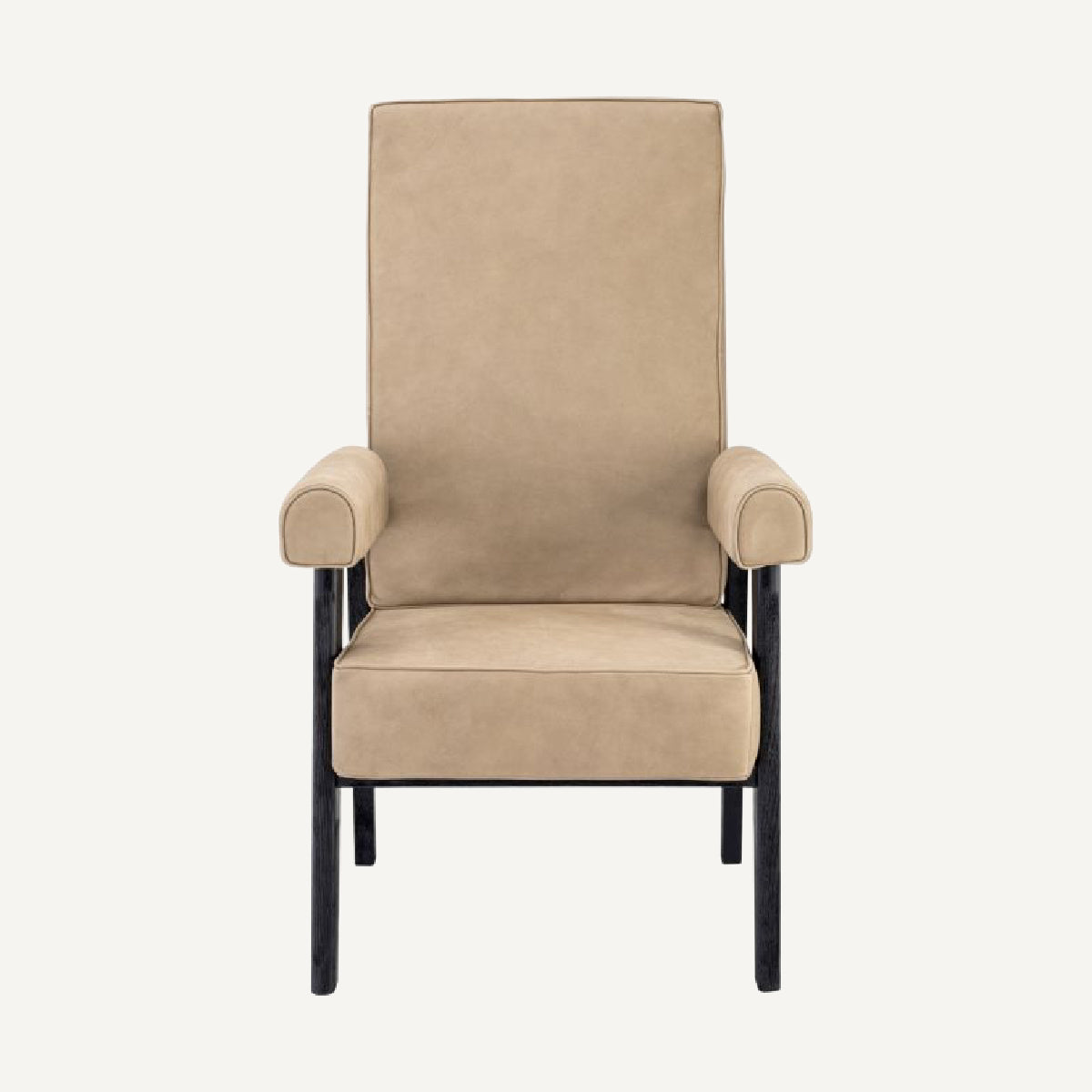 Fauteuil haut en nubuck beige | Eichholtz Felippe | REMO-HOME, mobilier et décoration d'intérieur