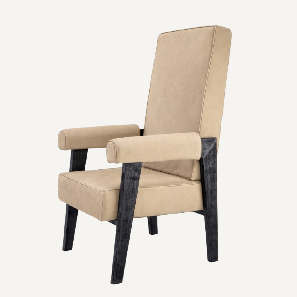 Fauteuil haut en nubuck beige | Eichholtz Felippe | REMO-HOME, mobilier et décoration d'intérieur