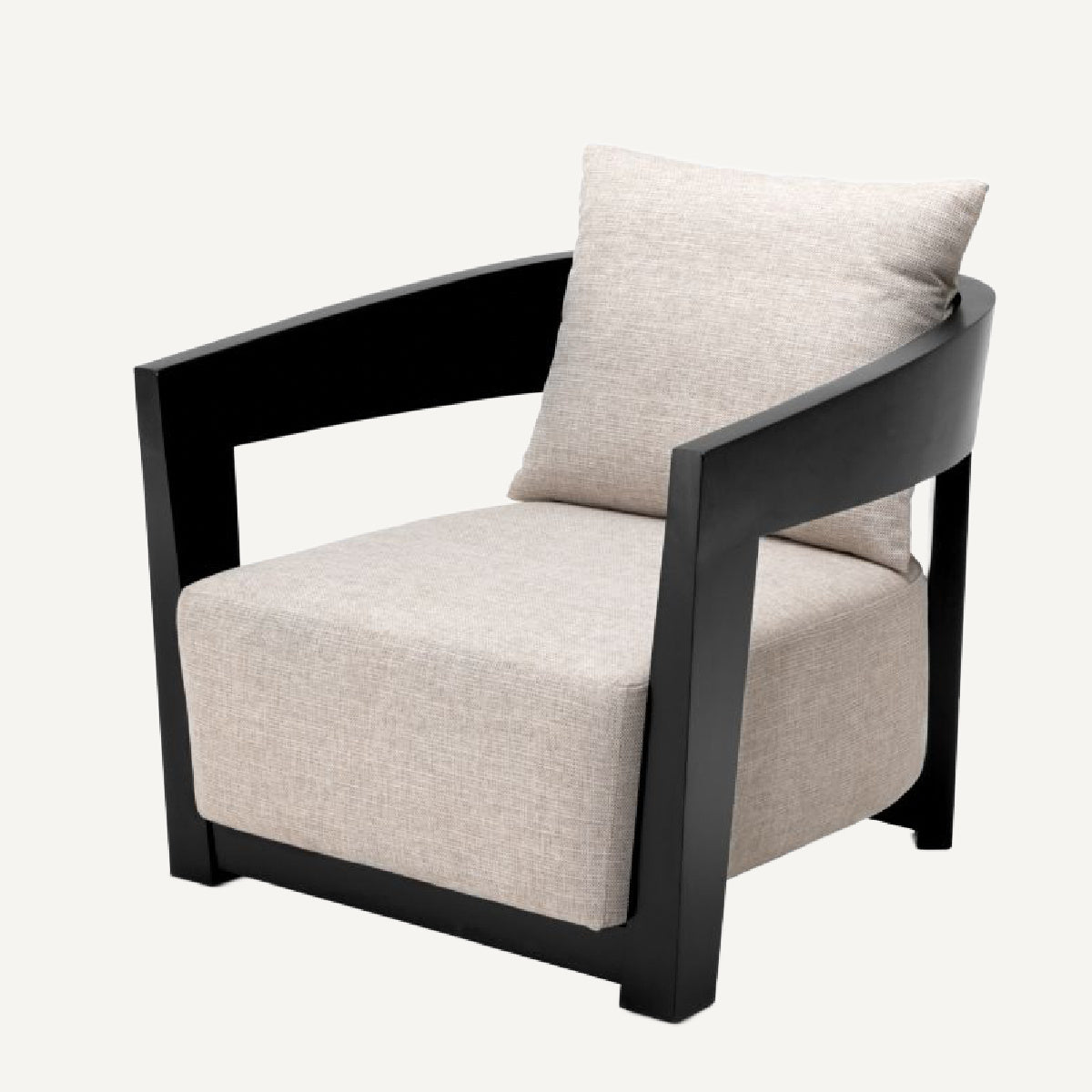 Fauteuil noir en tissu beige | Eichholtz Rubautelli | REMO-HOME, mobilier et décoration d'intérieur