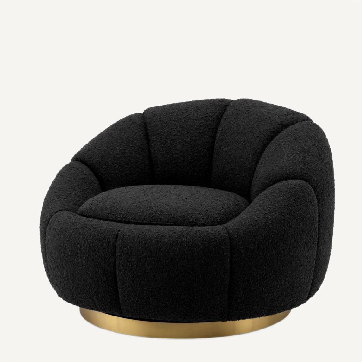 Fauteuil pivotant bouclé noir | Eichholtz Inger | REMO-HOME, mobilier et décoration d'intérieur