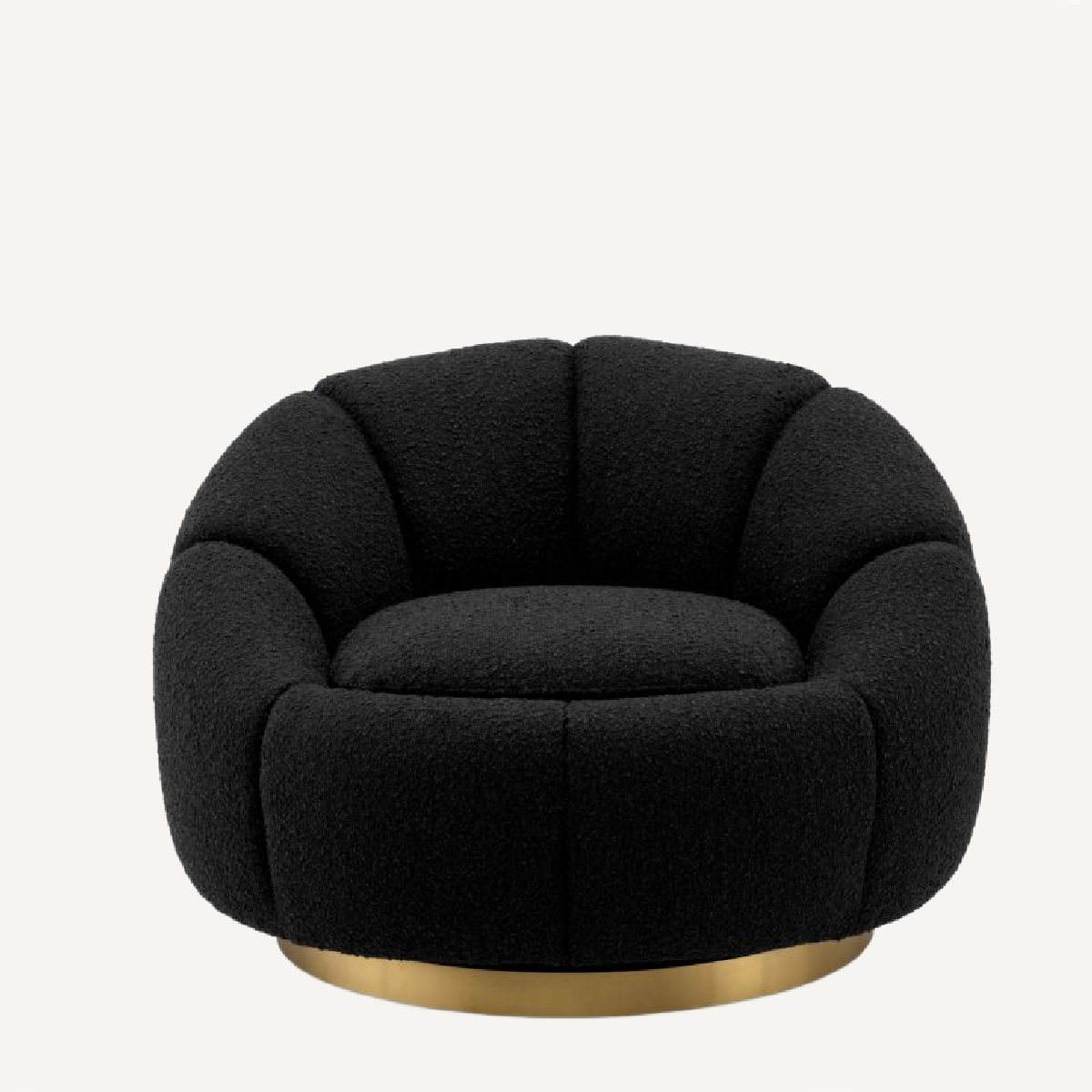 Fauteuil pivotant bouclé noir | Eichholtz Inger | REMO-HOME, mobilier et décoration d'intérieur