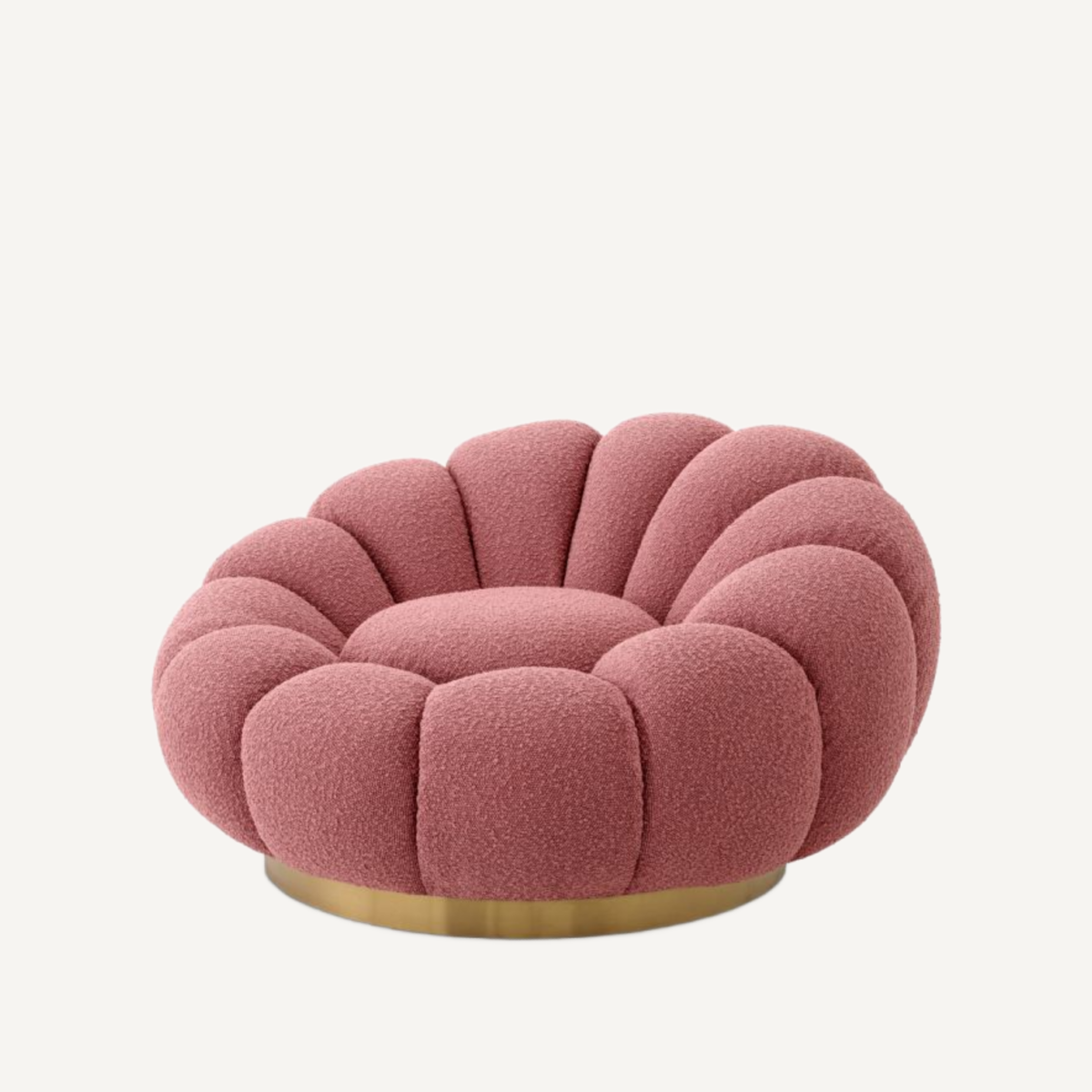 Fauteuil pivotant bouclé rose | Eichholtz Mello | REMO-HOME, mobilier et décoration d'intérieur