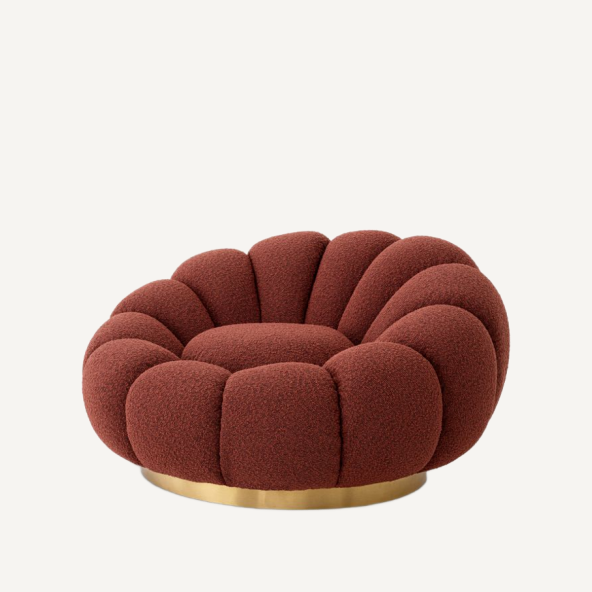 Fauteuil pivotant bouclé rouge | Eichholtz Mello | REMO-HOME, mobilier et décoration d'intérieur