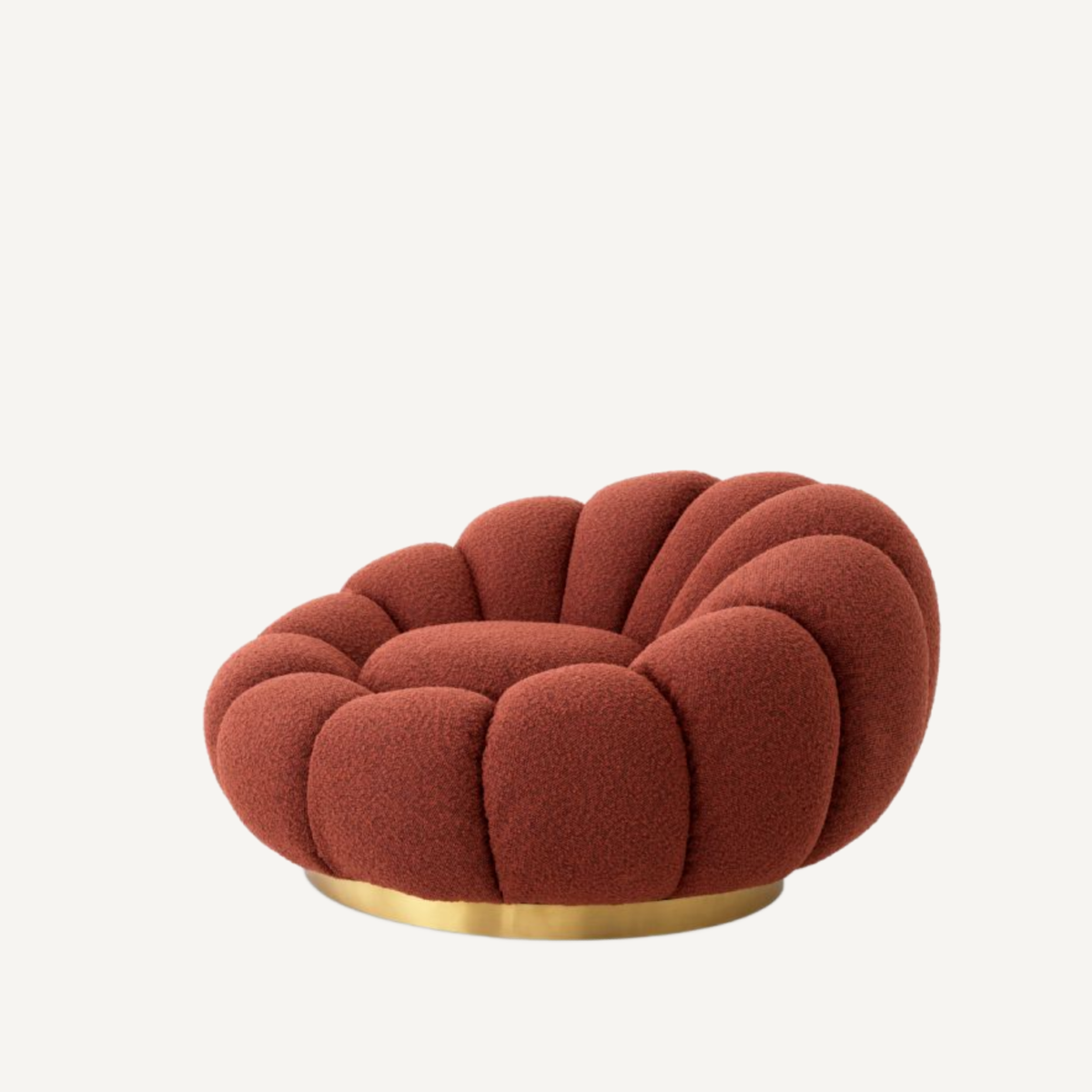 Fauteuil pivotant bouclé rouge | Eichholtz Mello | REMO-HOME, mobilier et décoration d'intérieur