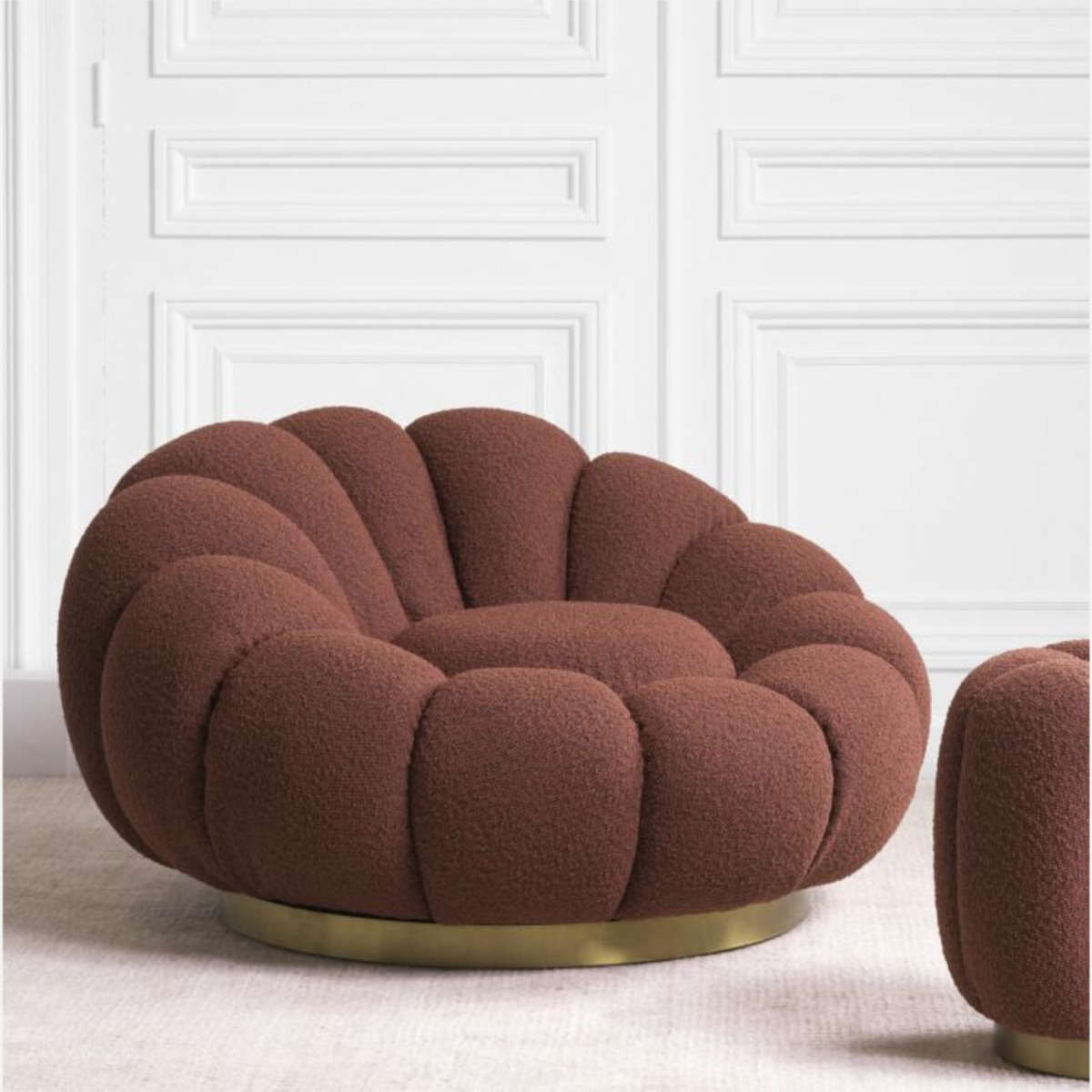 Fauteuil pivotant bouclé rouge | Eichholtz Mello | REMO-HOME, mobilier et décoration d'intérieur