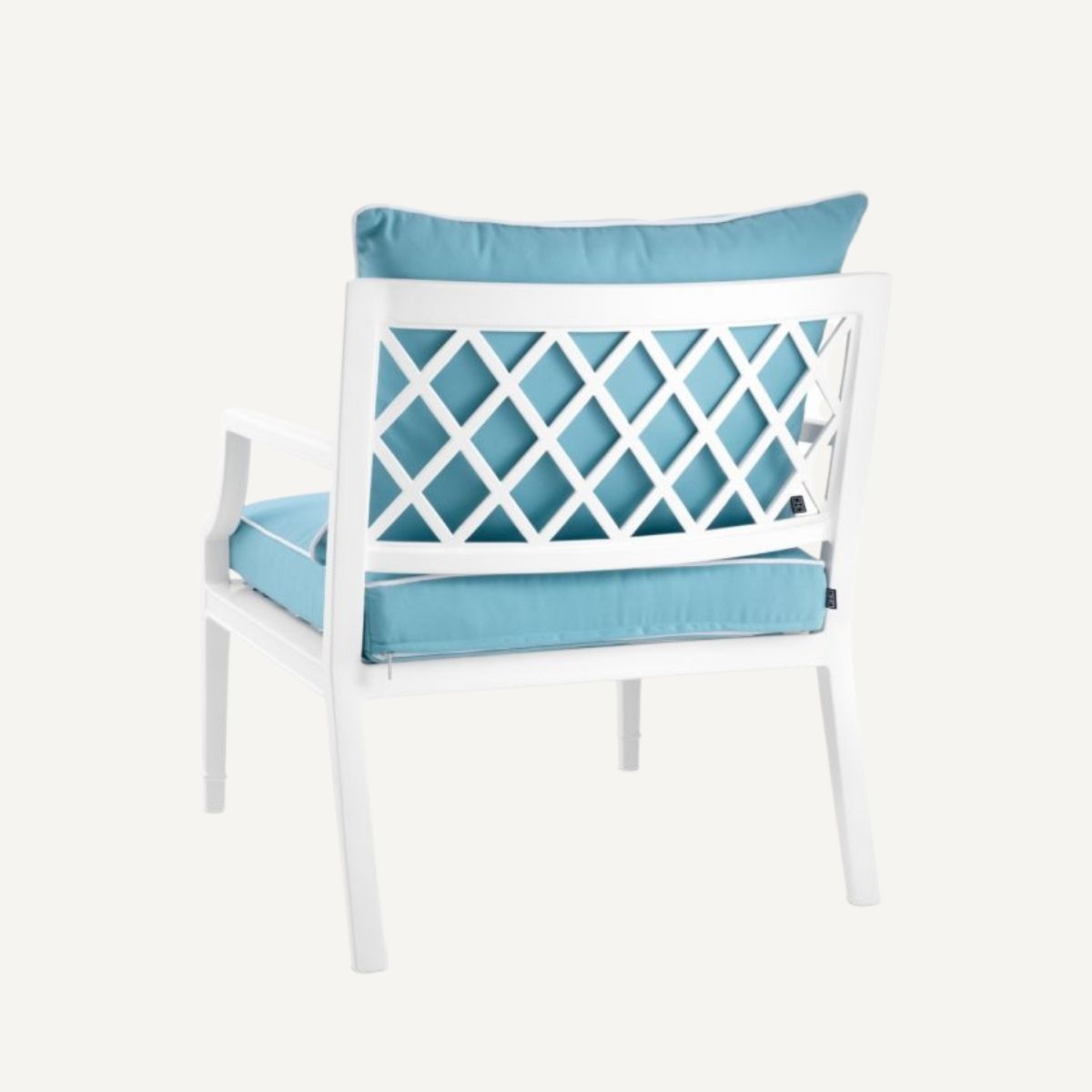 Fauteuil d'extérieur blanc et bleu minéral | Eichholtz Bella Vista | REMO-HOME, mobilier et décoration d'intérieur