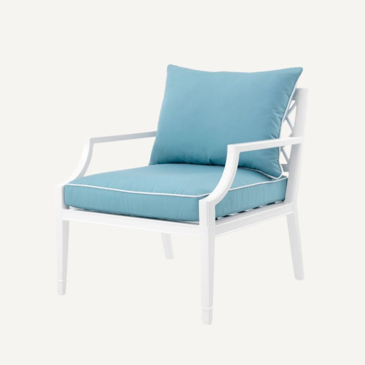 Fauteuil d'extérieur blanc et bleu minéral | Eichholtz Bella Vista | REMO-HOME, mobilier et décoration d'intérieur