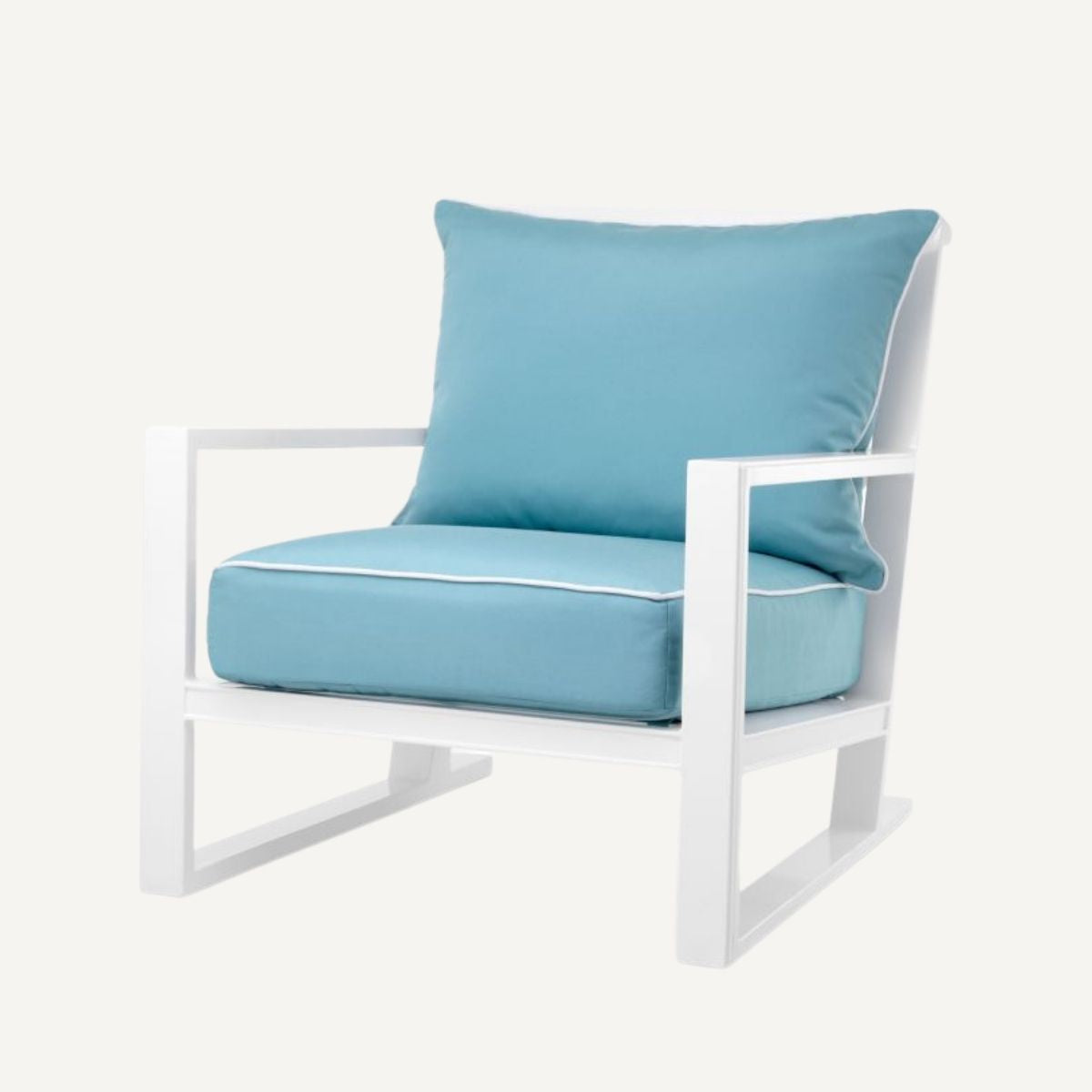 Fauteuil d'extérieur blanc et bleu minéral | Eichholtz Como | REMO-HOME, mobilier et décoration d'intérieur