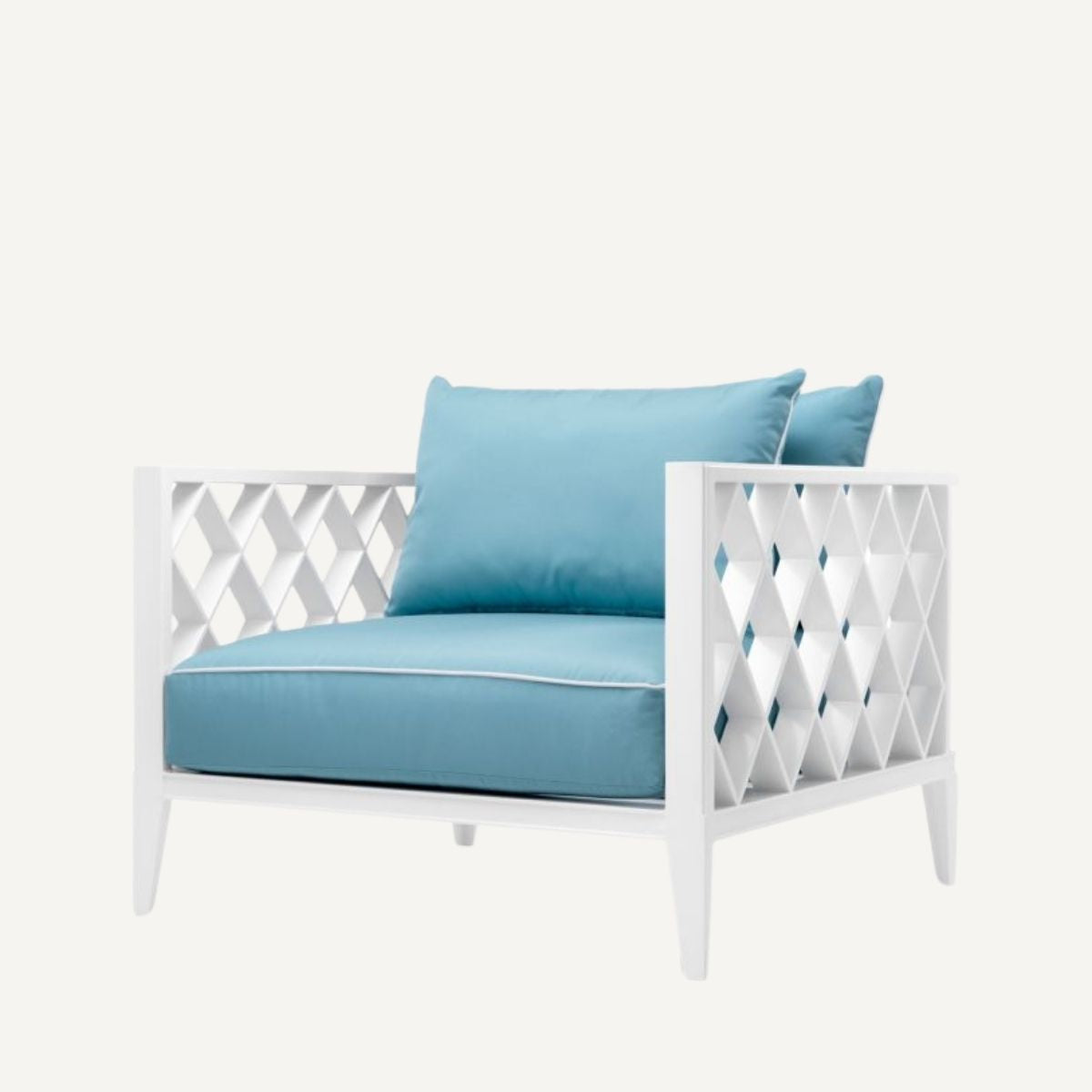 Fauteuil d'extérieur blanc et bleu minéral | Eichholtz Ocean Club | REMO-HOME, mobilier et décoration d'intérieur