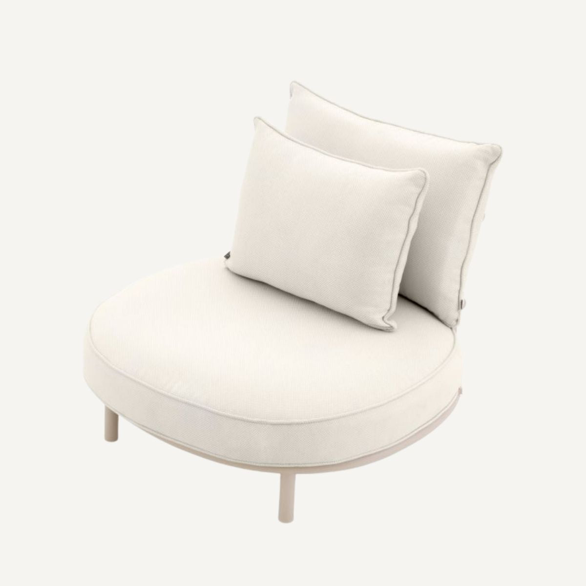 Fauteuil d'extérieur rond en métal sable | Eichholtz Laguno | REMO-HOME, mobilier et décoration d'intérieur