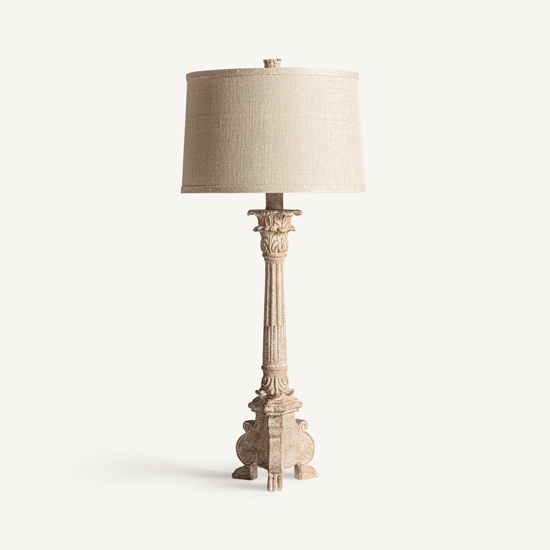 Lampe de table résine sculptée coton beige | VICAL | REMO-HOME, mobilier design et décoration d'intérieur