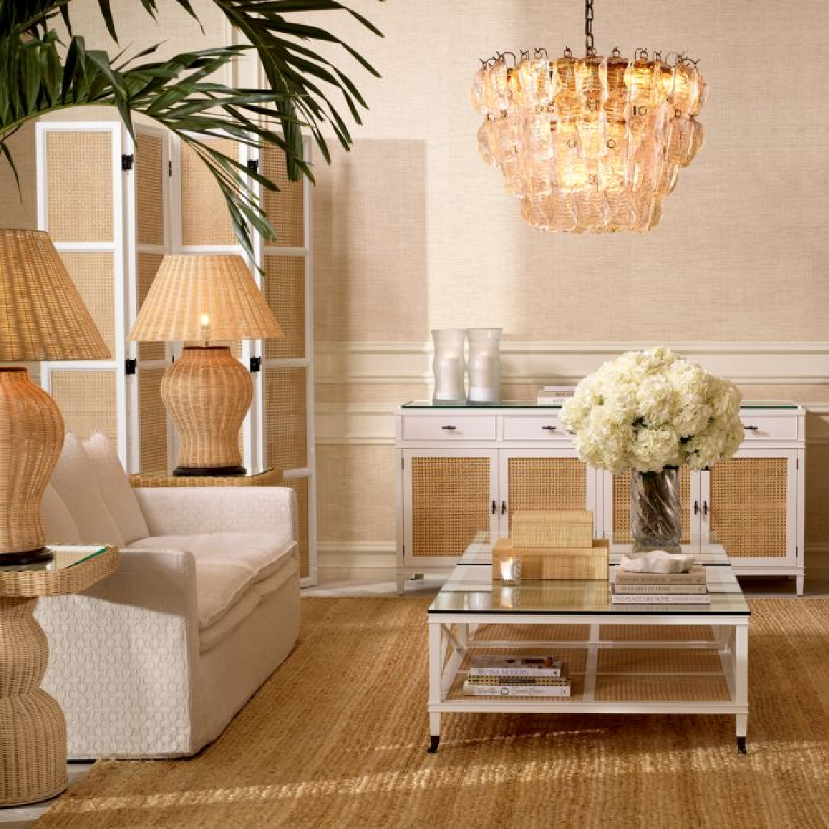 Lustre en laiton et verre transparent | Eichholtz Solange | REMO-HOME, mobilier et décoration d'intérieur