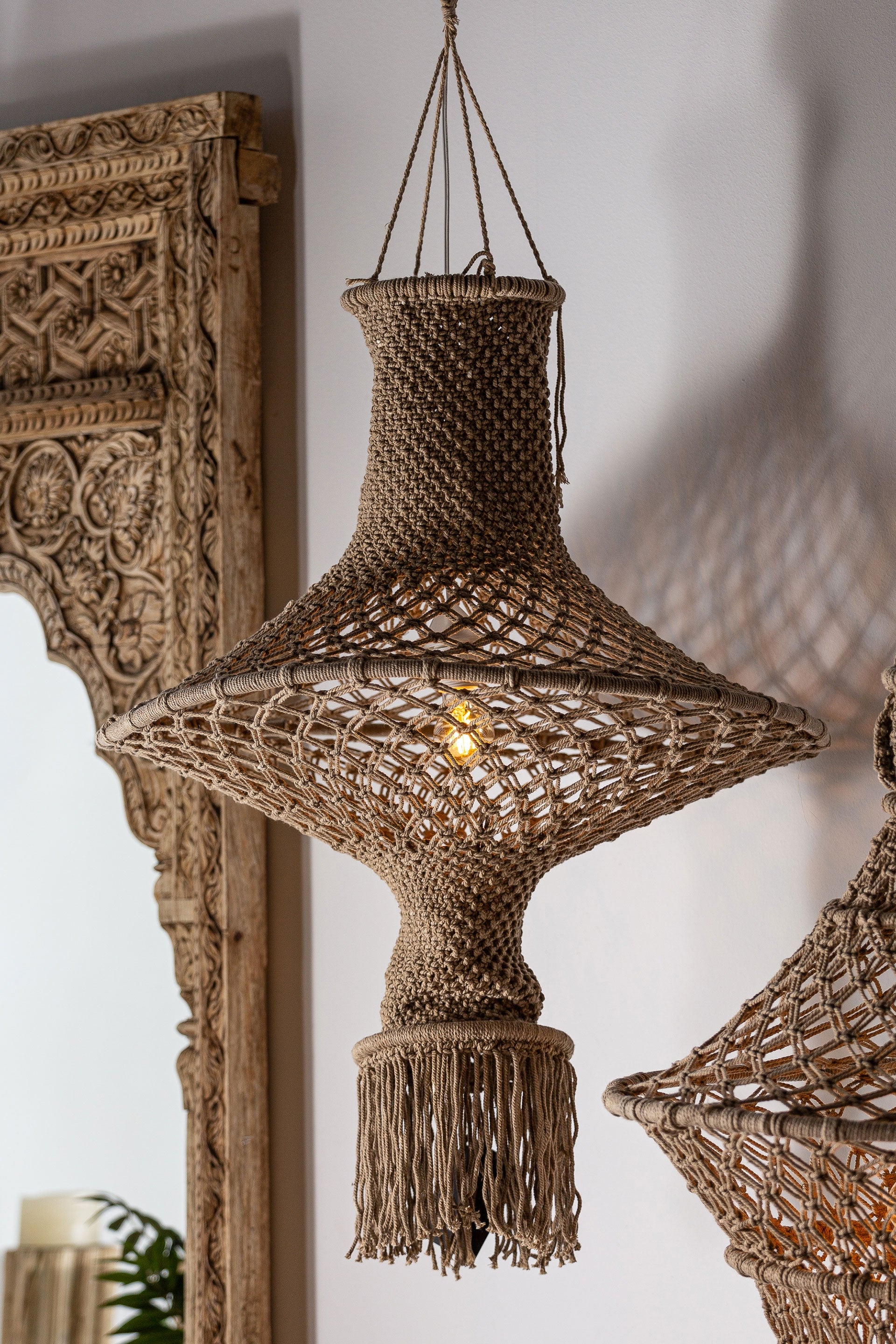 Lustre ethnique en coton marron | VICAL | REMO-HOME, mobilier design et décoration d'intérieur