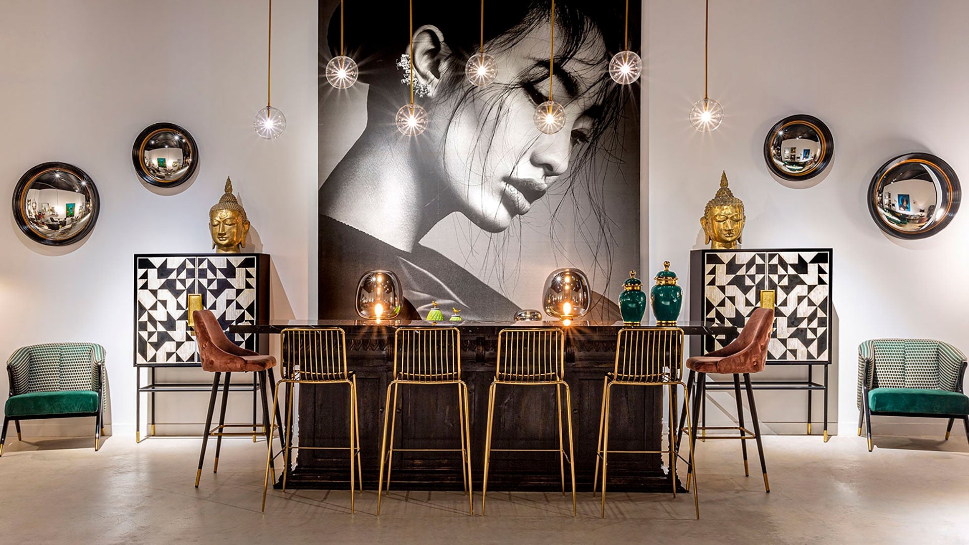 Miroir art déco résine noire et or 54cm | VICAL Haner | REMO-HOME, mobilier design et décoration d'intérieur