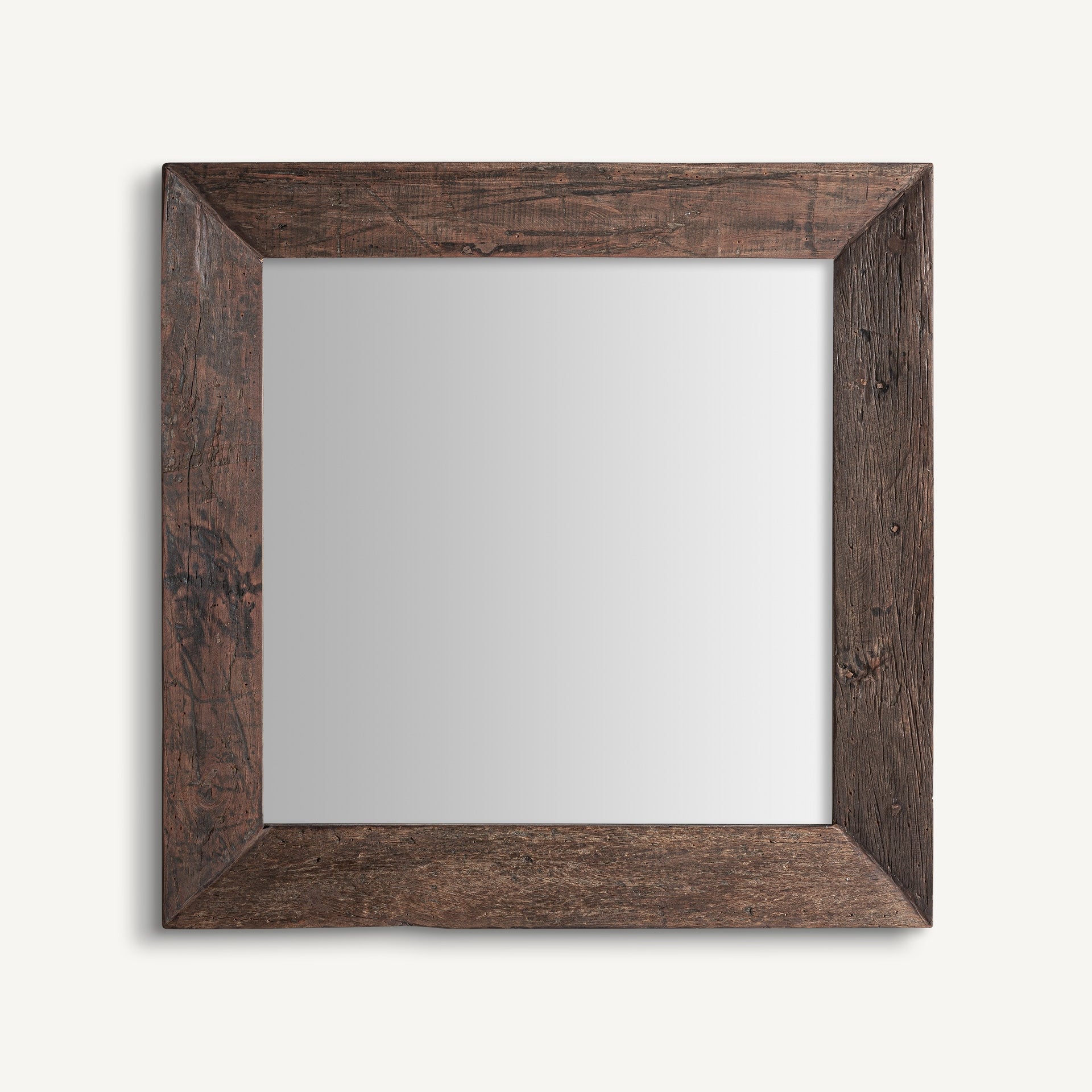 Miroir mural carré en bois de pin recyclé marron | VICAL | REMO-HOME, mobilier design et décoration d'intérieur