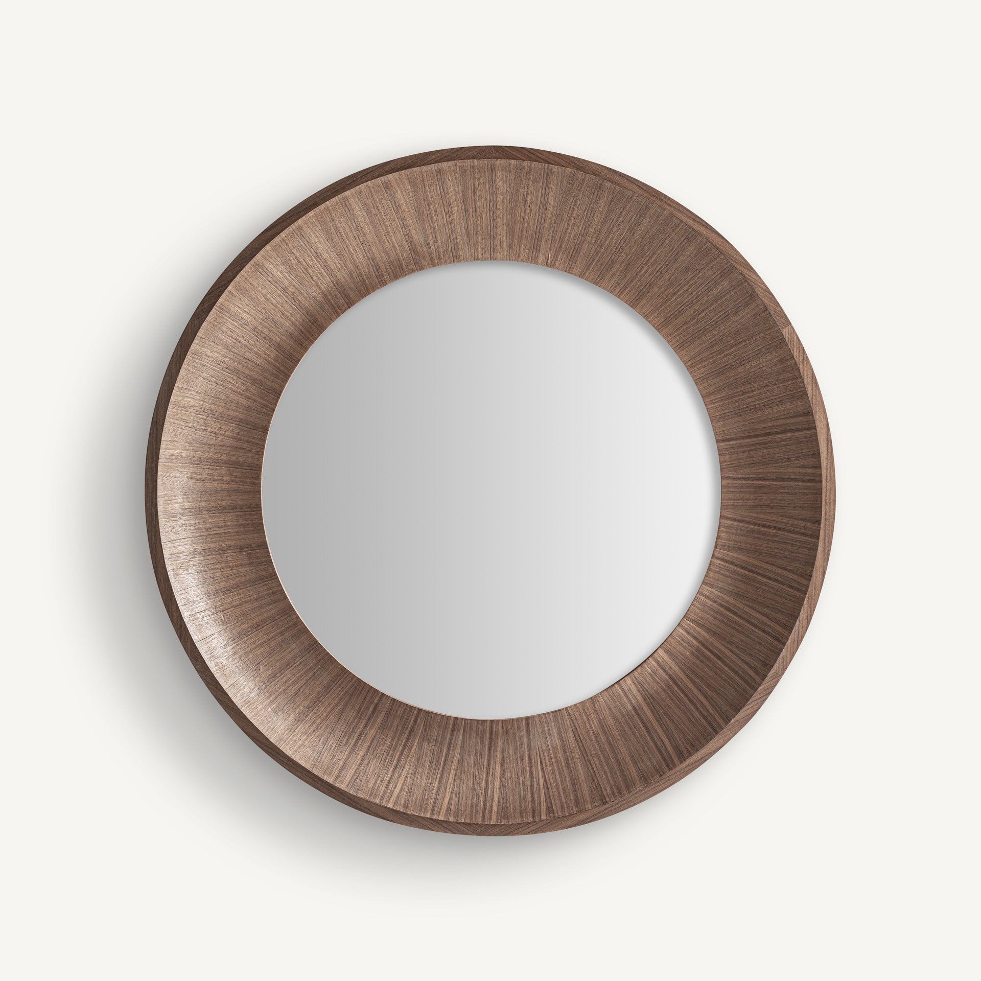 Miroir rond cannelé noyer marron clair | VICAL Zermatt | REMO-HOME, mobilier design et décoration d'intérieur