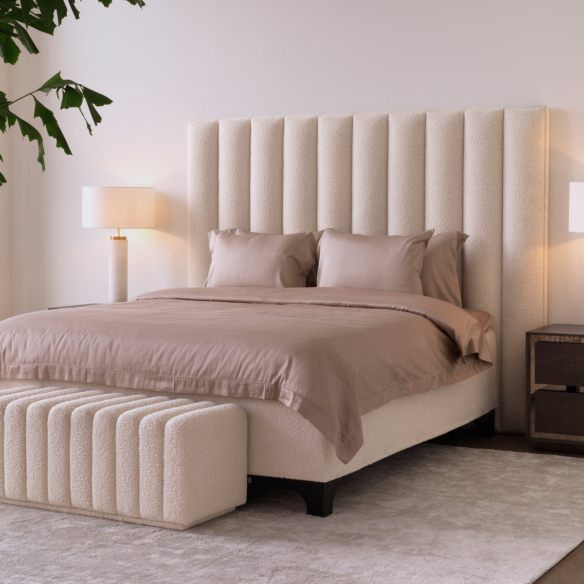 Tête de lit design en bouclé crème | Eichholtz Headboard Ditmar