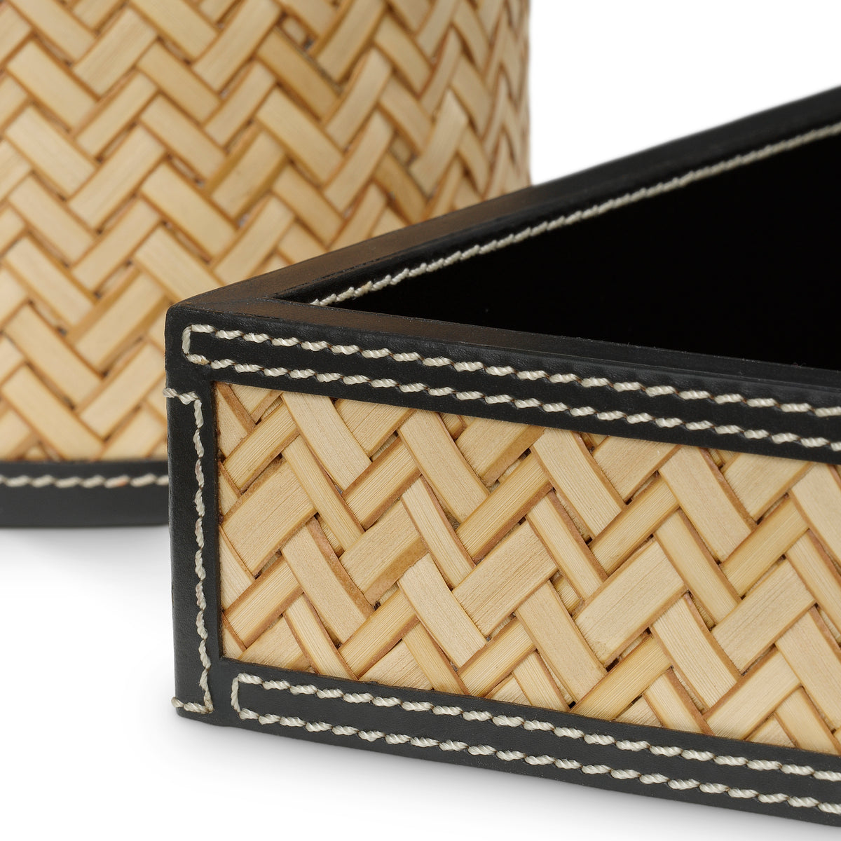 Accessoire décoratif luxe en noir leather | Eichholtz set Taos